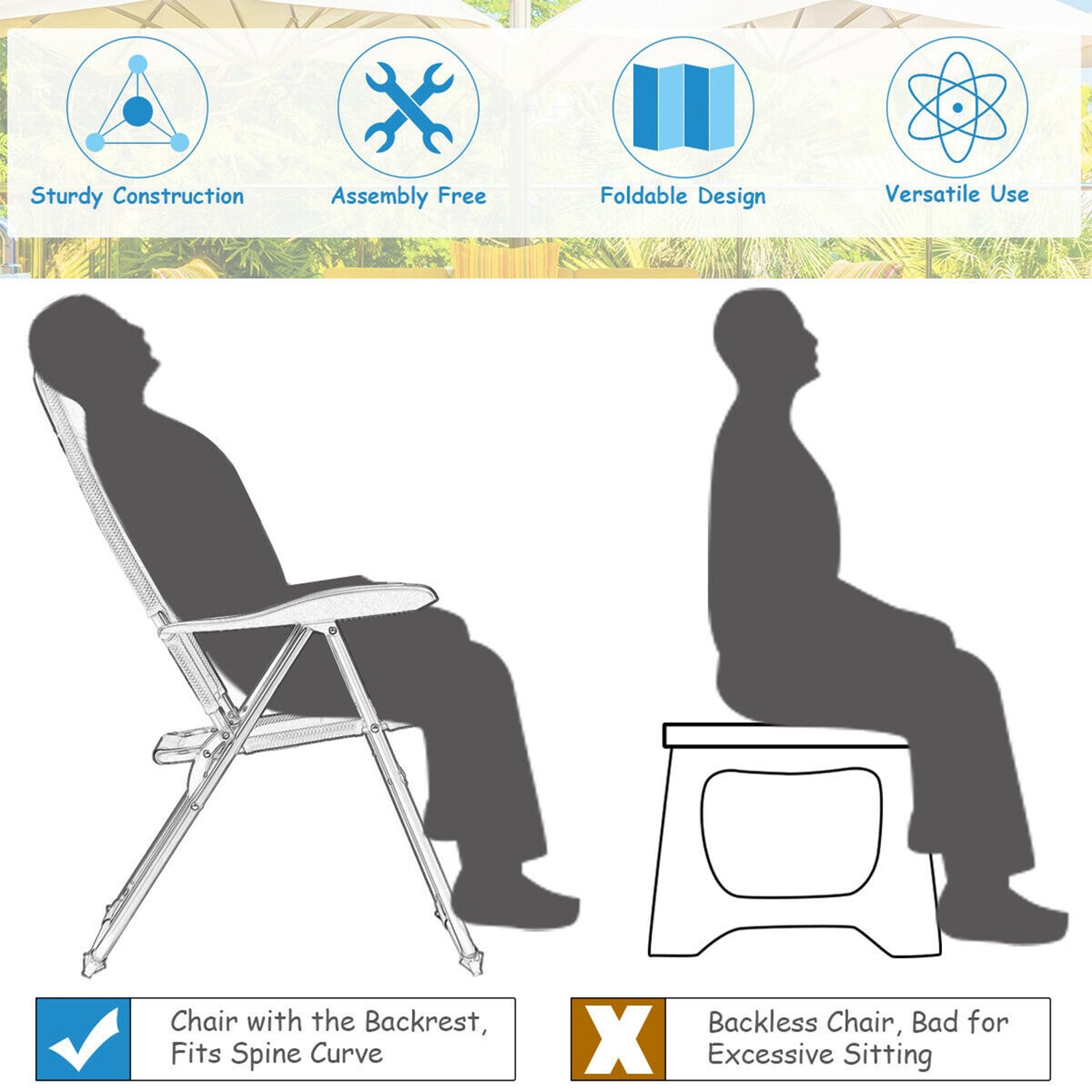 WELLFOR DOJ70271BK-2 Patio-Chairs - View #5