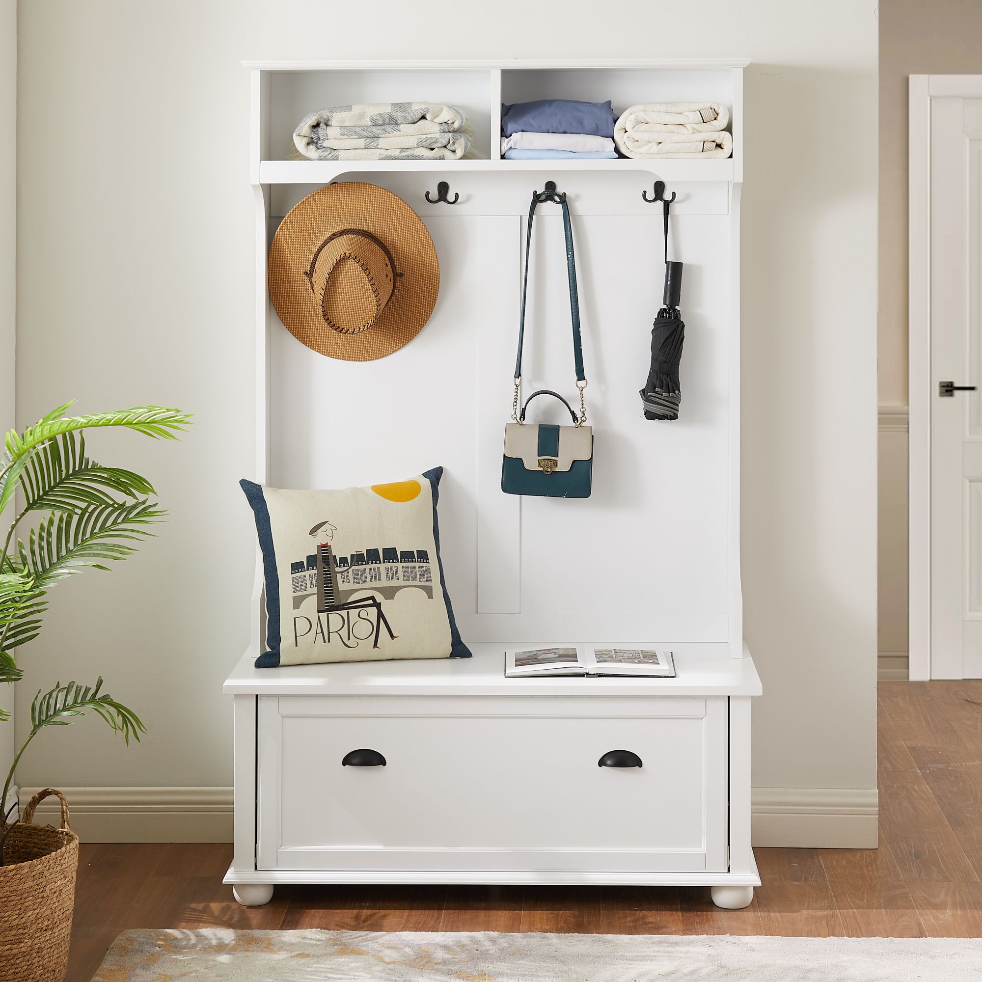Yiekholo LL-1846AAK Casual 40.16-in White Wood Hall Tree