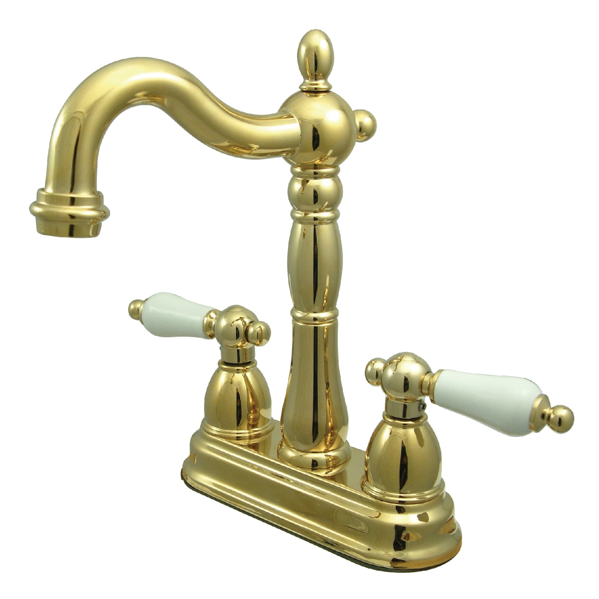 Elements of Design EB1492PL New Orleans Polished brass Double Handle Deck-mount Bridge Kitchen Faucet ( Deck Plate Included )