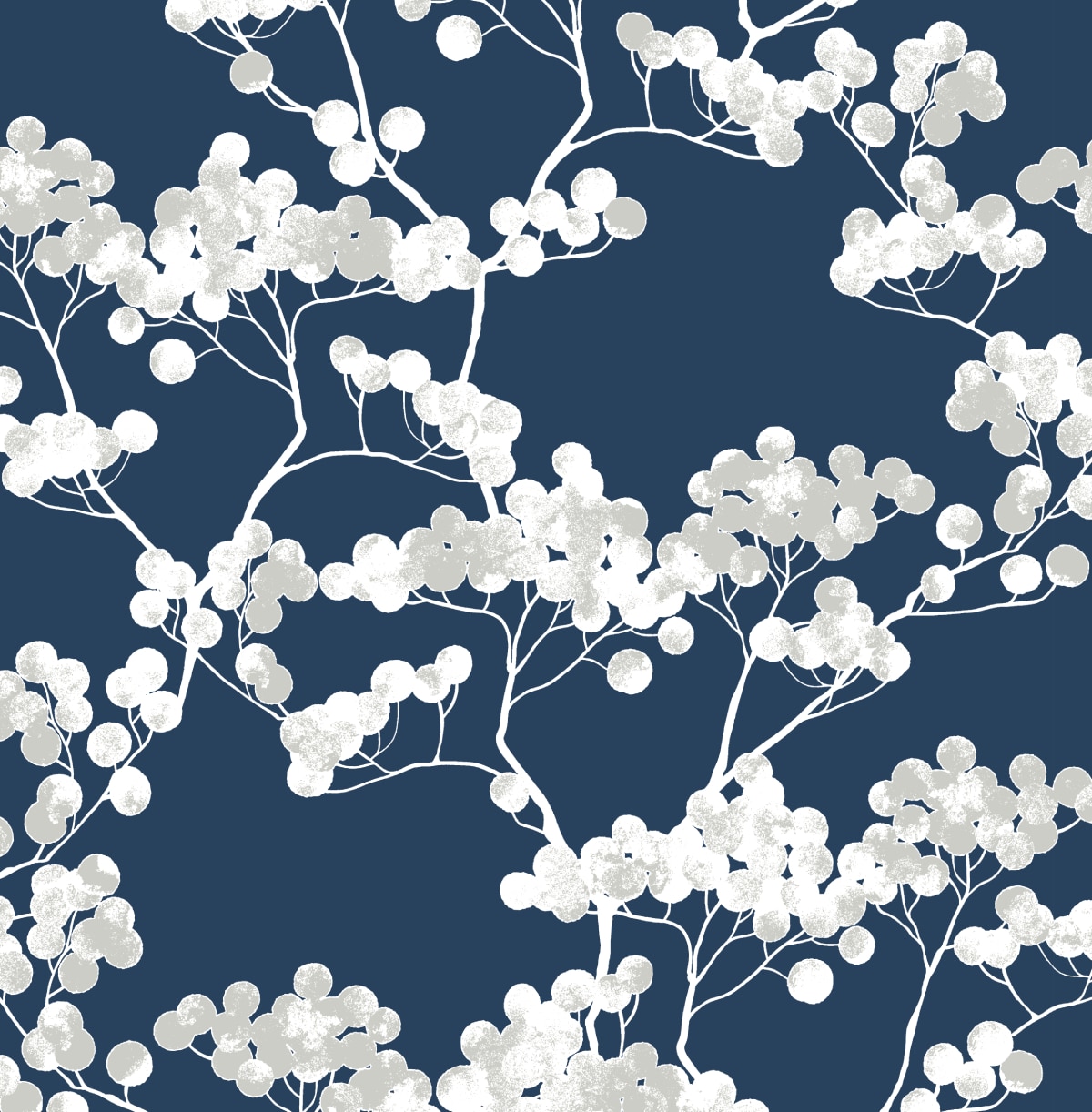 NextWall NW37202 30.75-Sq. Feet Navy Blue and Gray Vinyl Floral Self-adhesive Peel and Stick Wallpaper