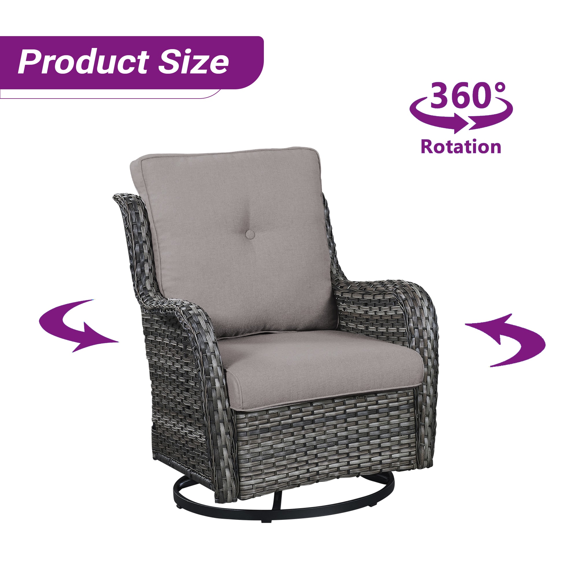 Rilyson 2PCS Swivel Patio Wicker Chairs with Side Table in the Patio ...