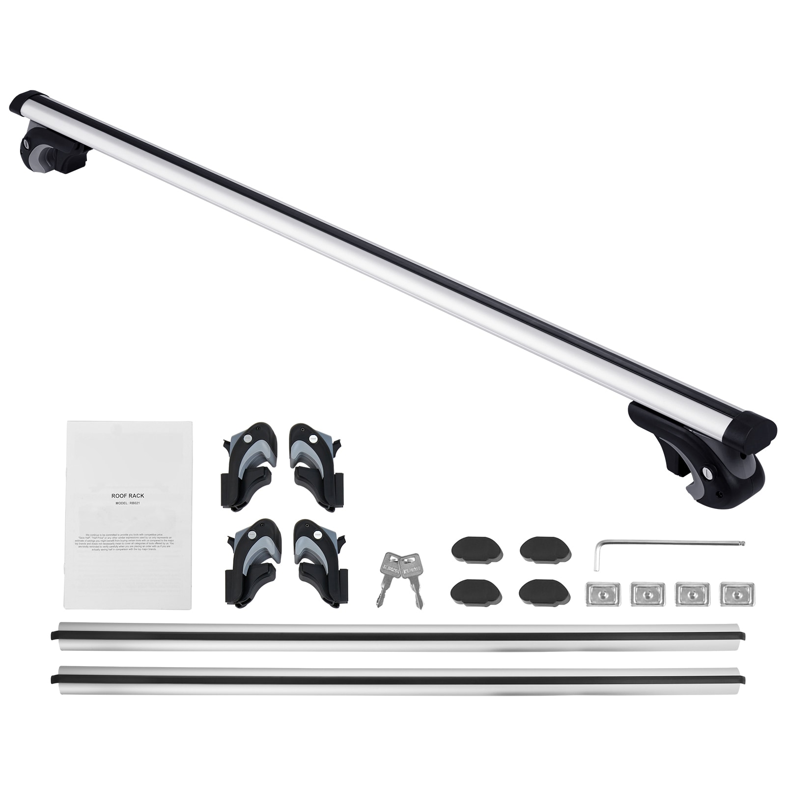 VEVOR SCCDHGJTYKTY01803V0 Universal Roof Rack Cross Bars  54in Aluminum Roof Rack Crossbars  Fit Existing Raised Side Rail with Gap  200 lbs Load Capacity  Adjustable Crossbars with Locks  for SUVs  Sedans  and Vans