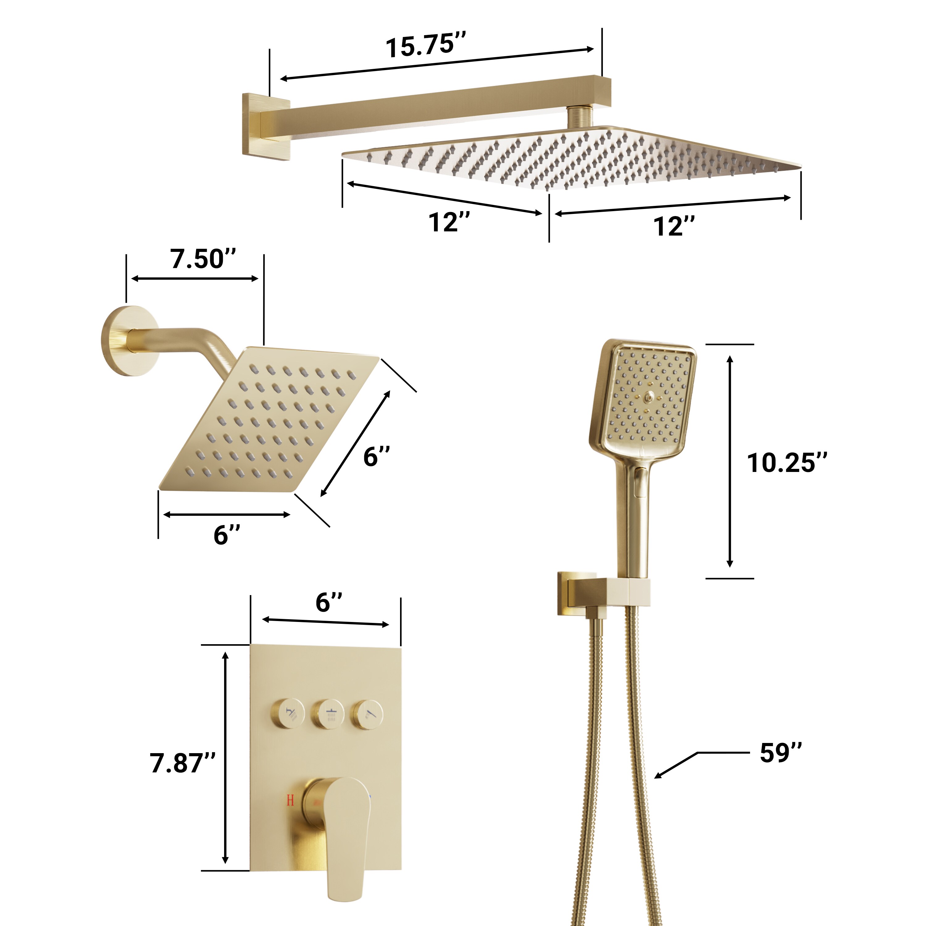 CASAINC CSBR01025AJ12BG Showerhead-Bar-Panels - View #7
