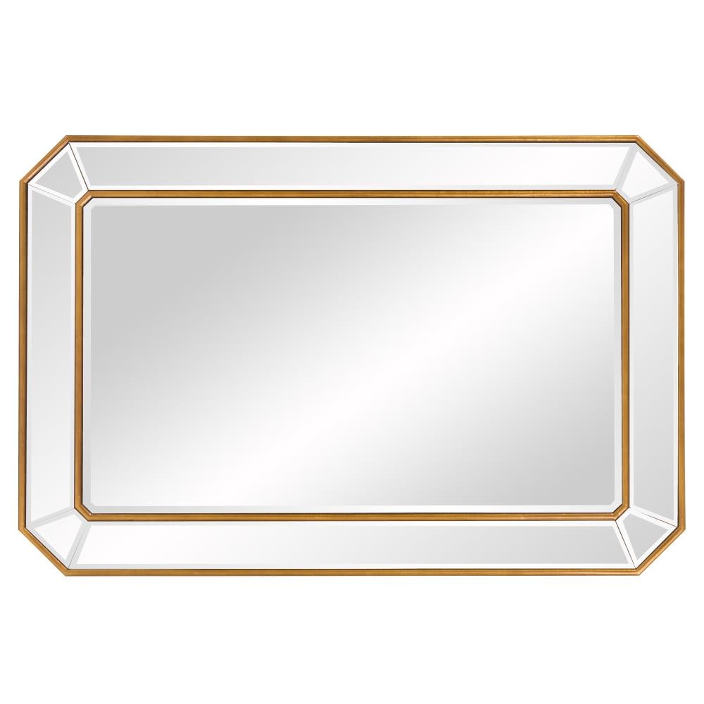 Elegante Full-Length Gold Trimmed Wood Rectangular Mirror
