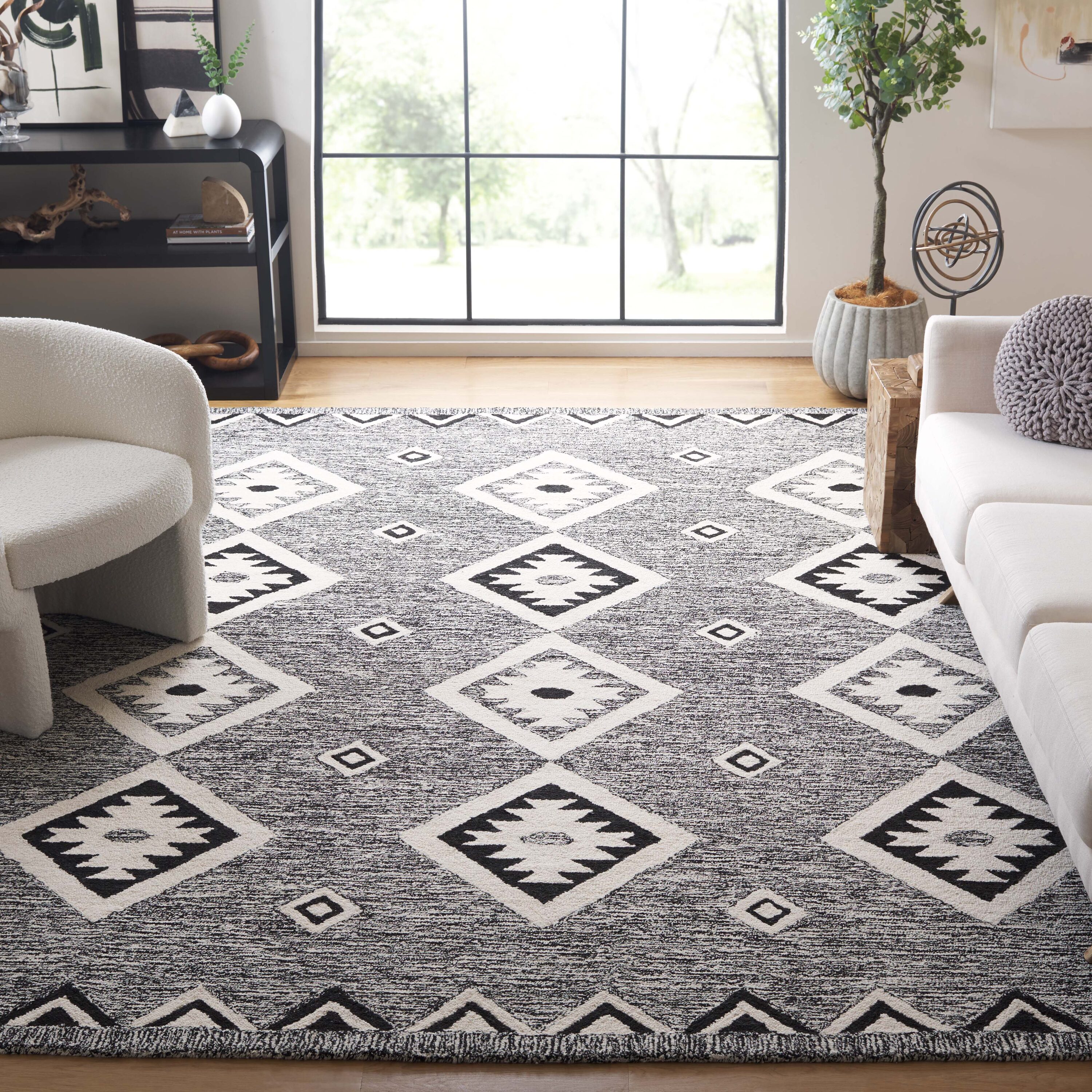  Aspen 814 Black/Ivory Bohemian 6ft x 9ft Medium Rectangle Rug