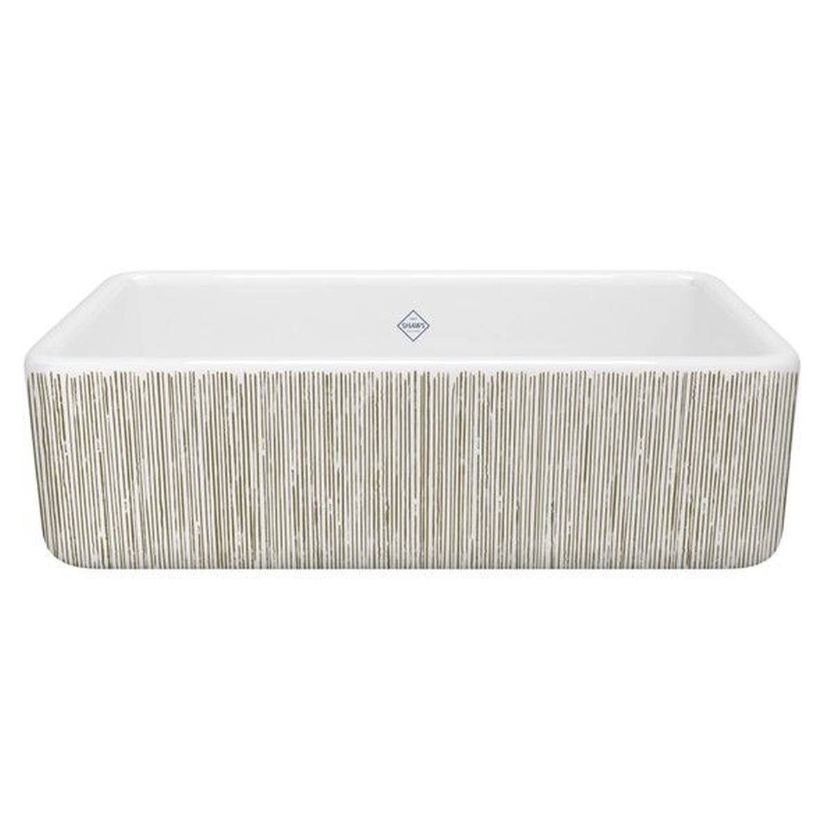 Rohl RC3318WHLNGO Farmhouse Apron Front 33-in x 18-in Lines Gold Fireclay Single Bowl Kitchen Sink