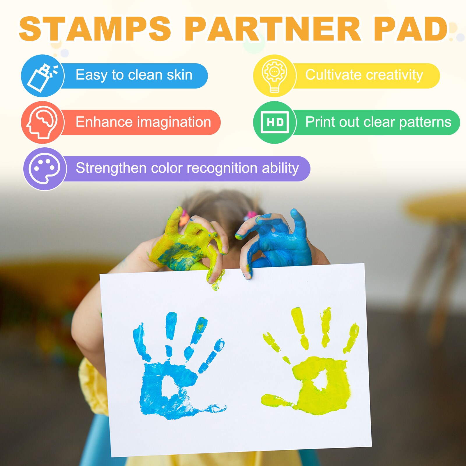 Unique Bargains Large Gold Ink Pad 3.9x4.7 Inch Washable Stamp Pad for ...