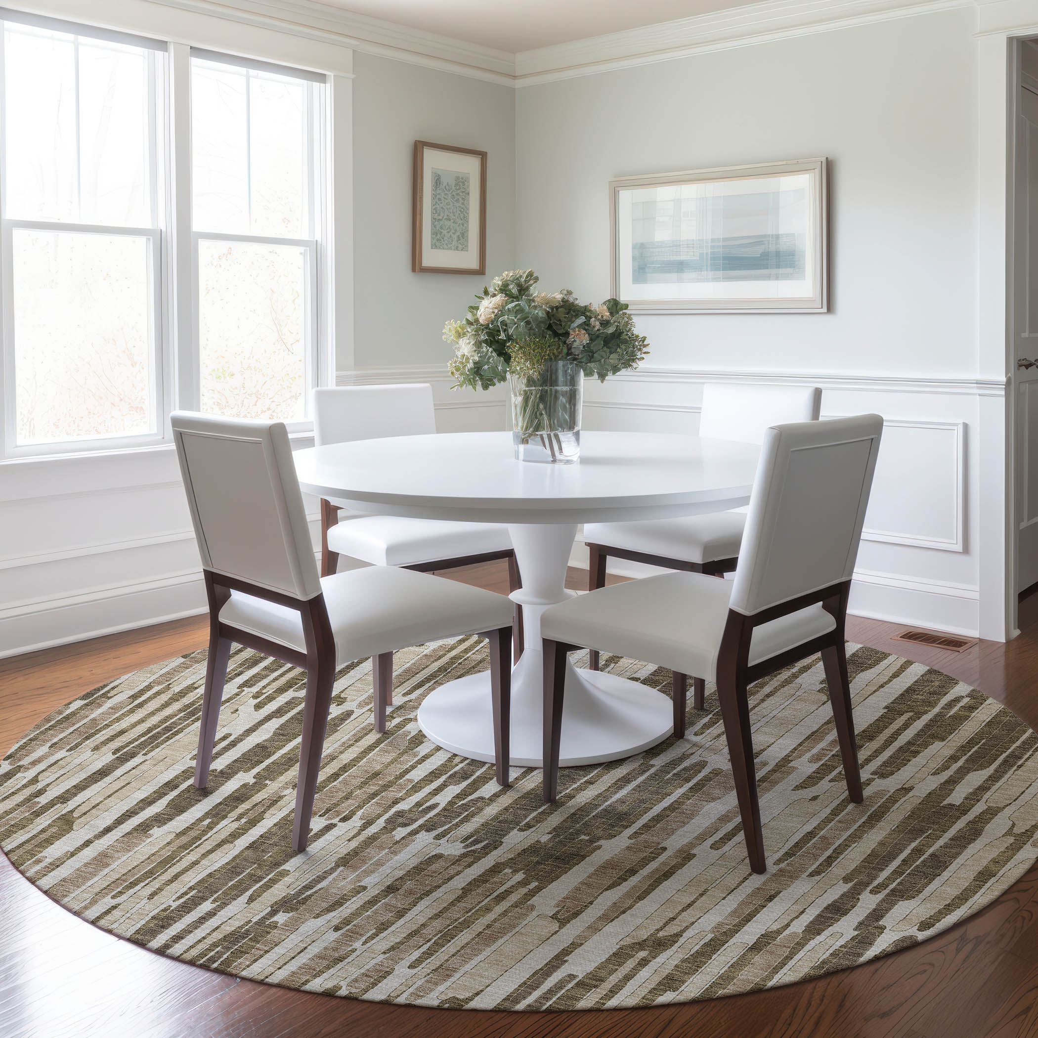 Addison Rugs ACN739MO8RO Chantille ACN739MO 8 x 8 (ft) Polyester Mocha Round Indoor/Outdoor Geometric Machine washable Area rug