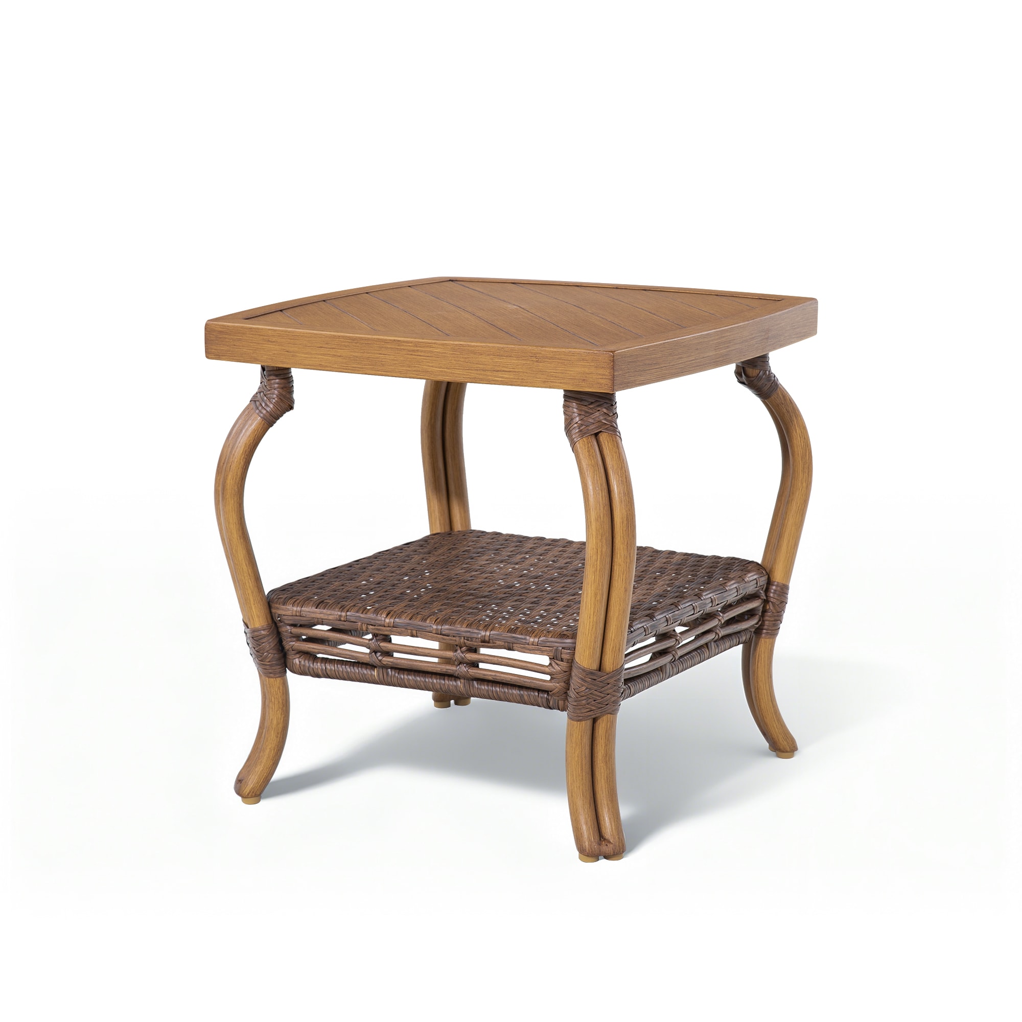 PEAK HOME FURNISHINGS Patio Aluminum Side Square Outdoor End Table 20-in W x 20-in L