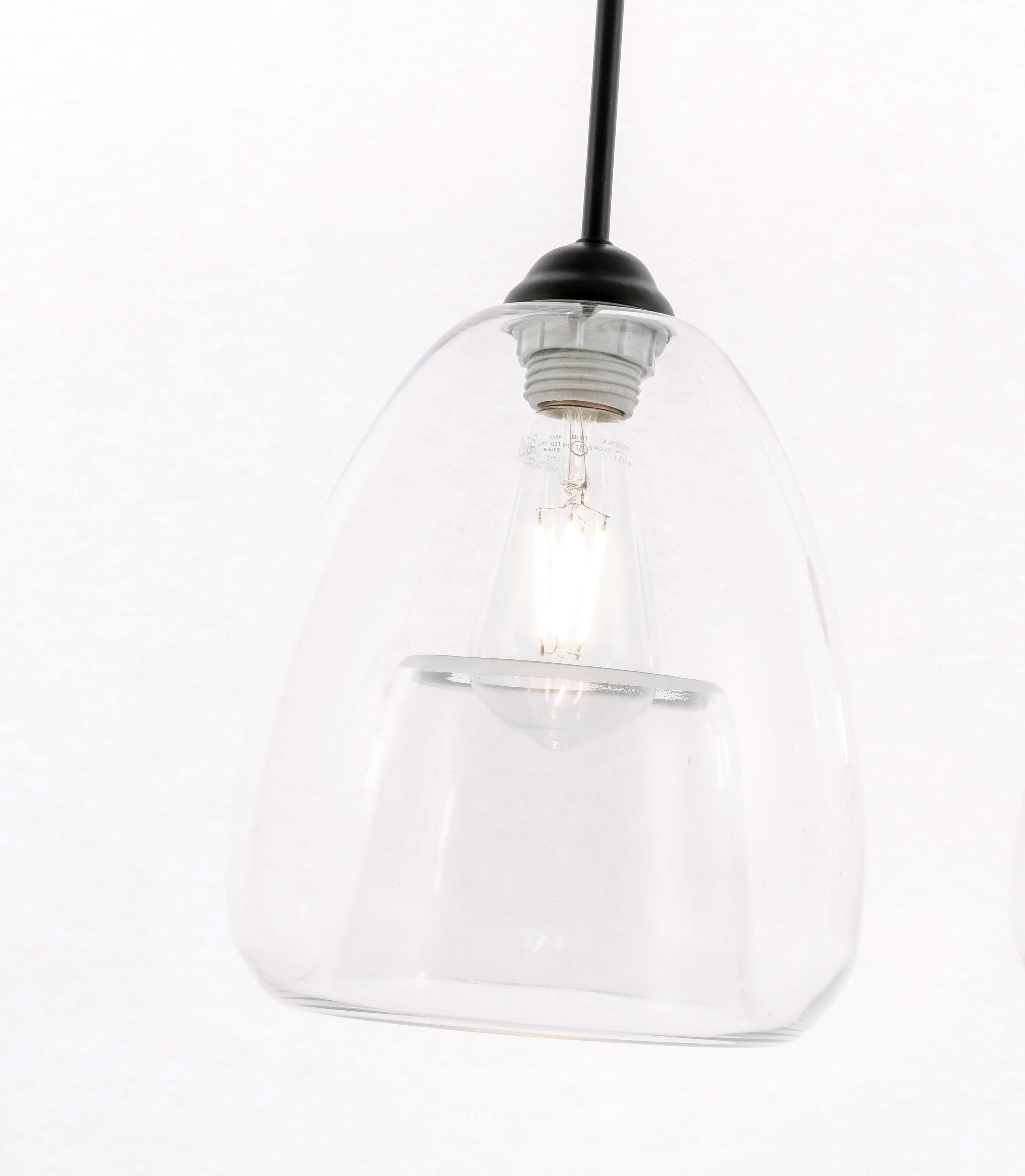 Kason Contemporary Black Finish Clear Glass Pendant Light