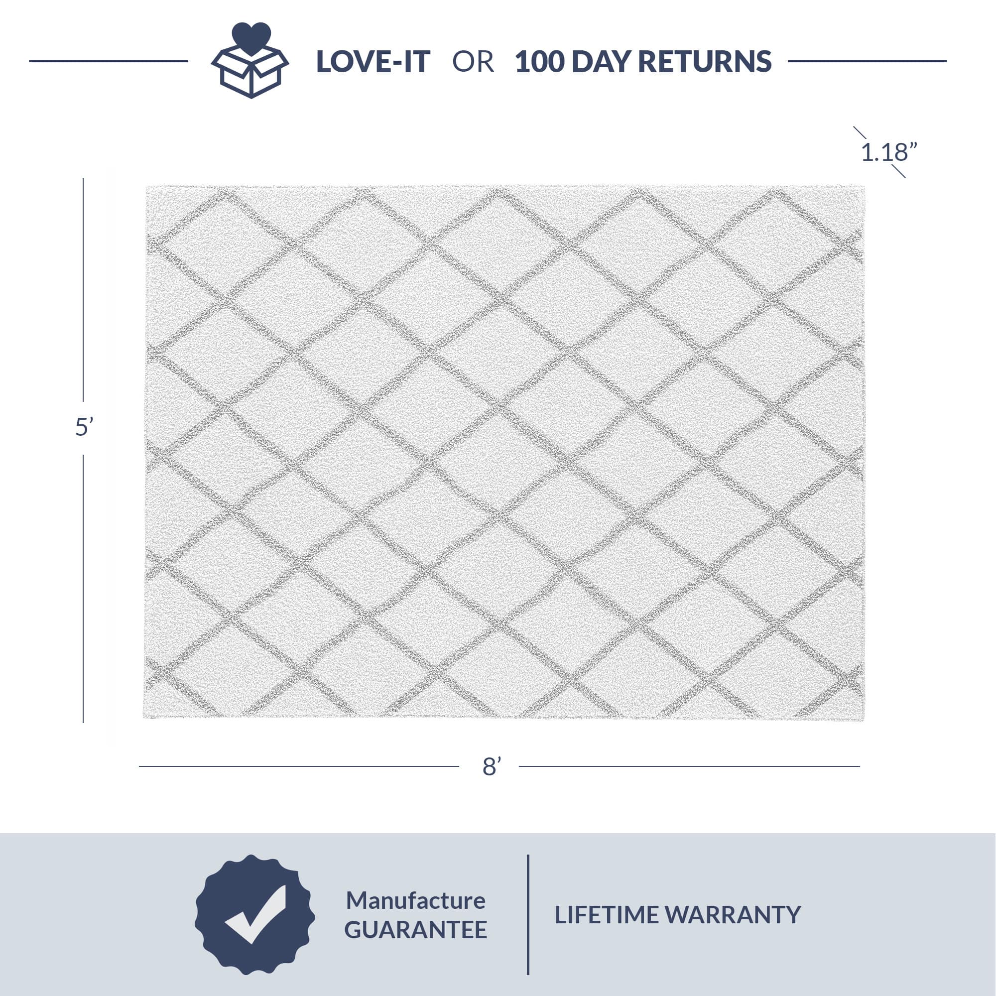 Belleze 014-HG-90102-WH rugs - View #2