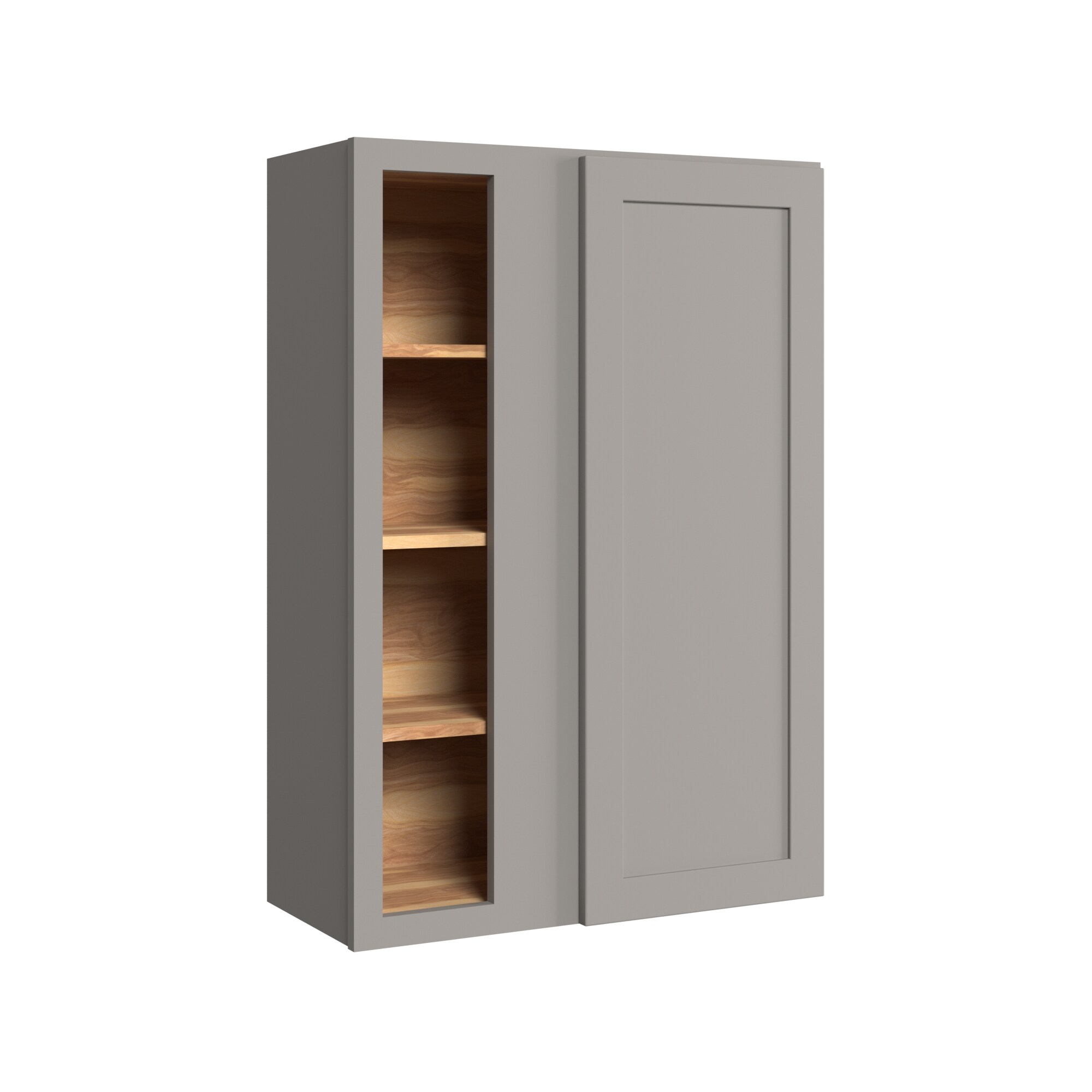 KraftMaid Momentum WBC3039LG81 Deveron 30-in W x 39-in H x 12-in D Pebble Grey Blind Corner wall Fully assembled Plywood Cabinet (Recessed Panel Shaker)