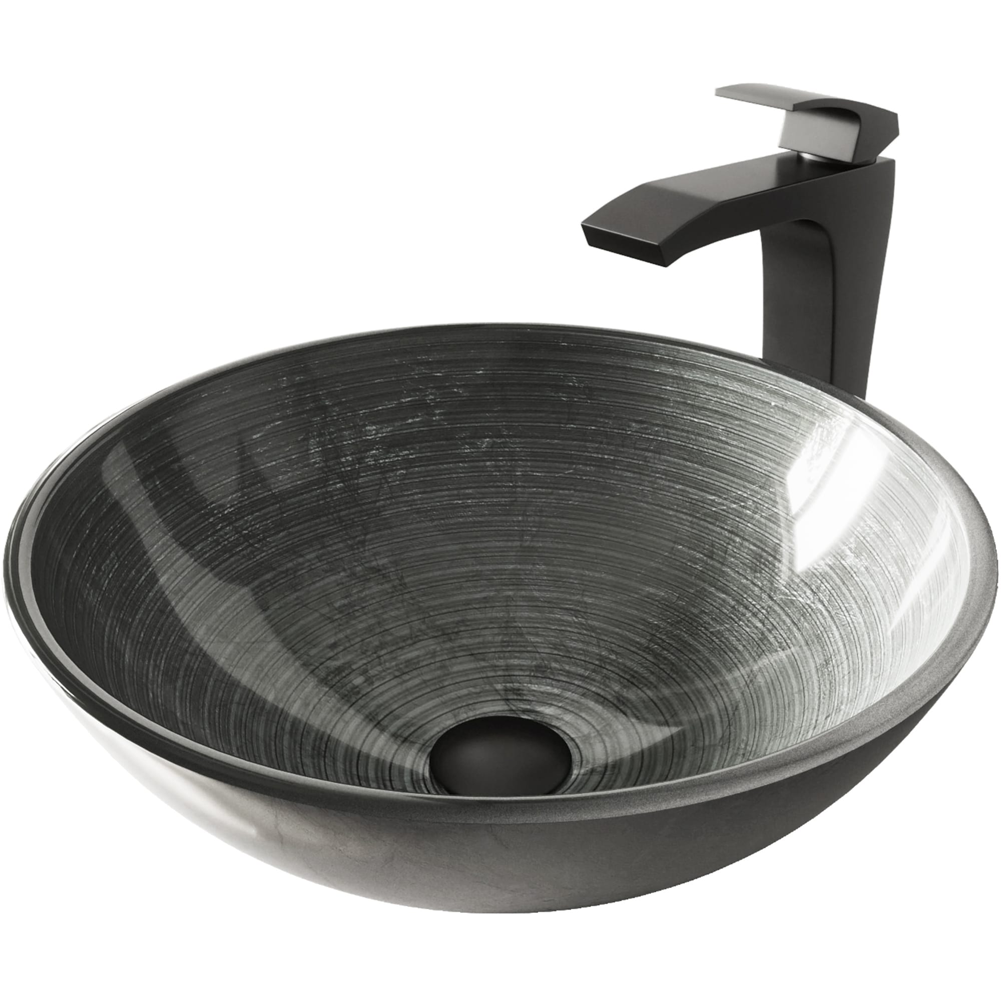 Vigo Vessel Sink Simply Silver Glass Vessel Round Modern Bathroom Sink 