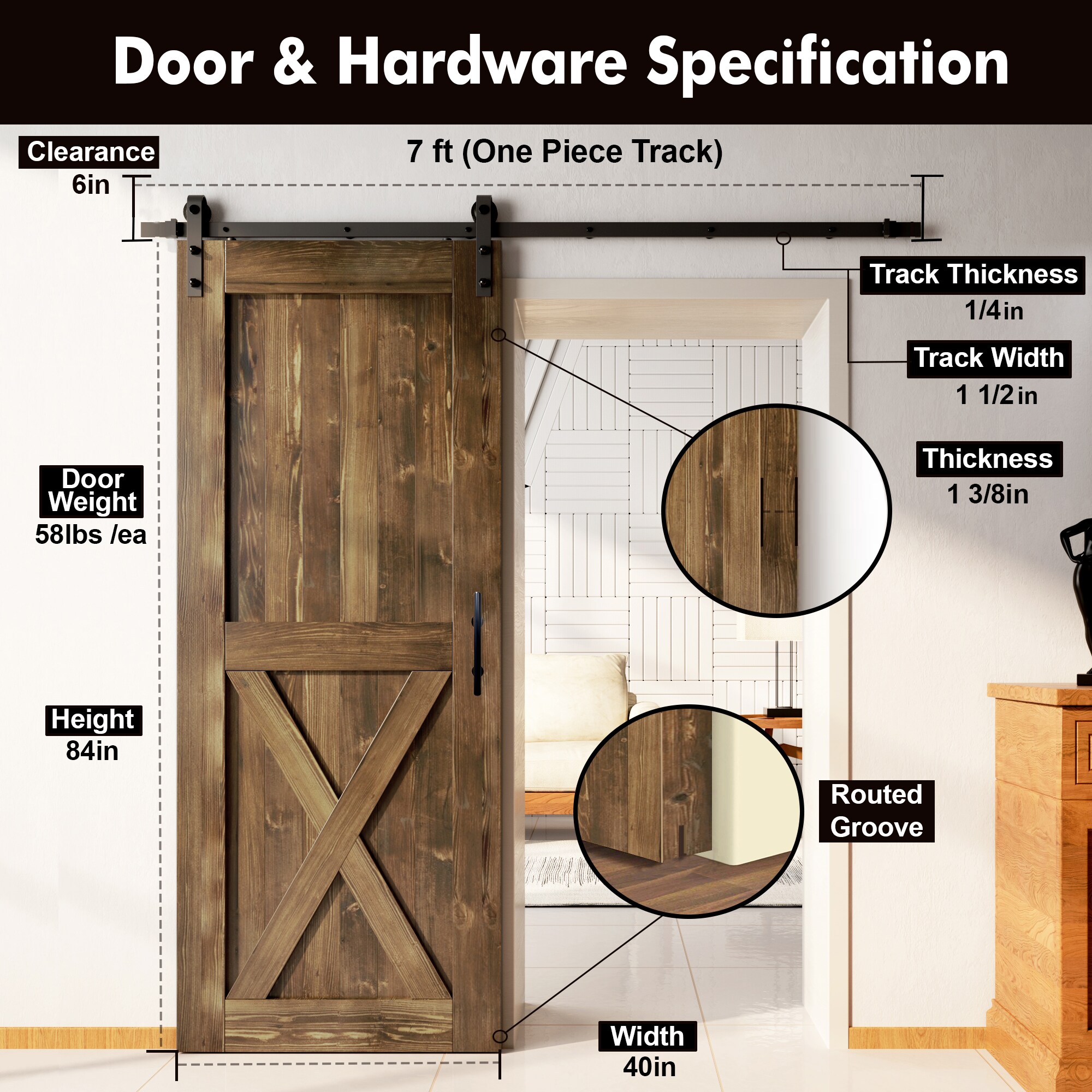 HOMACER YT1TGH084C-4084-X-WA Barn-Doors - View #7