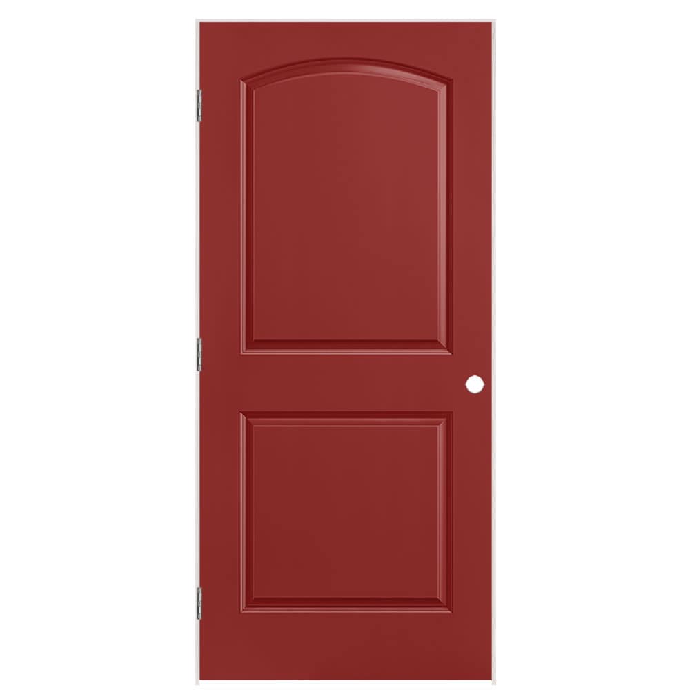Masonite 1317843 36-in x 80-in Barn Red Solid core 2-panel round top Right hand Smooth Prefinished Molded composite Flat Jamb Single Prehung Interior Door
