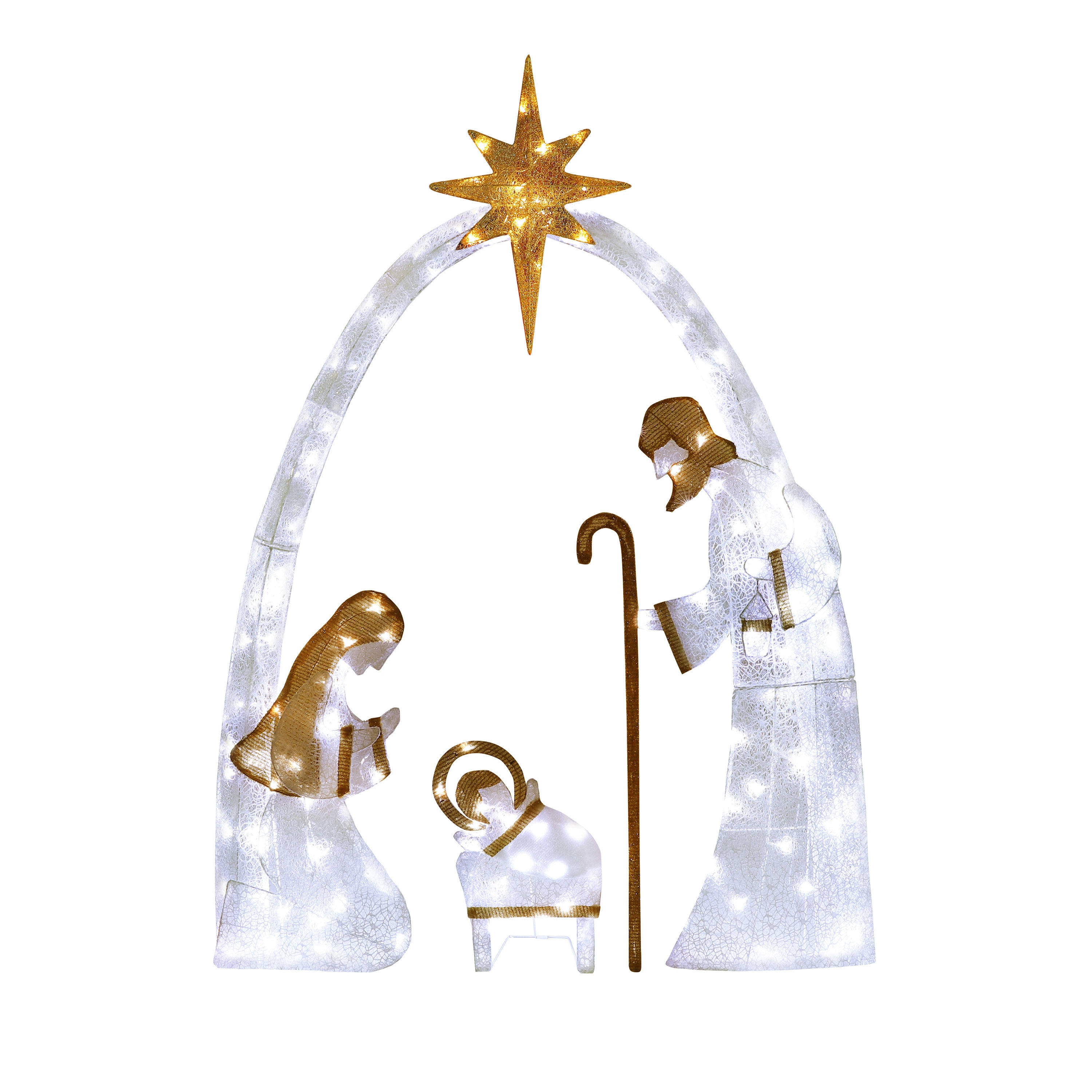 Alfabetische volgorde Verval Verlating VEIKOUS Outdoor Christmas Decoration Crystal Holy Family Nativity decor  with Lights, Gold in the Outdoor Christmas Decorations department at  Lowes.com