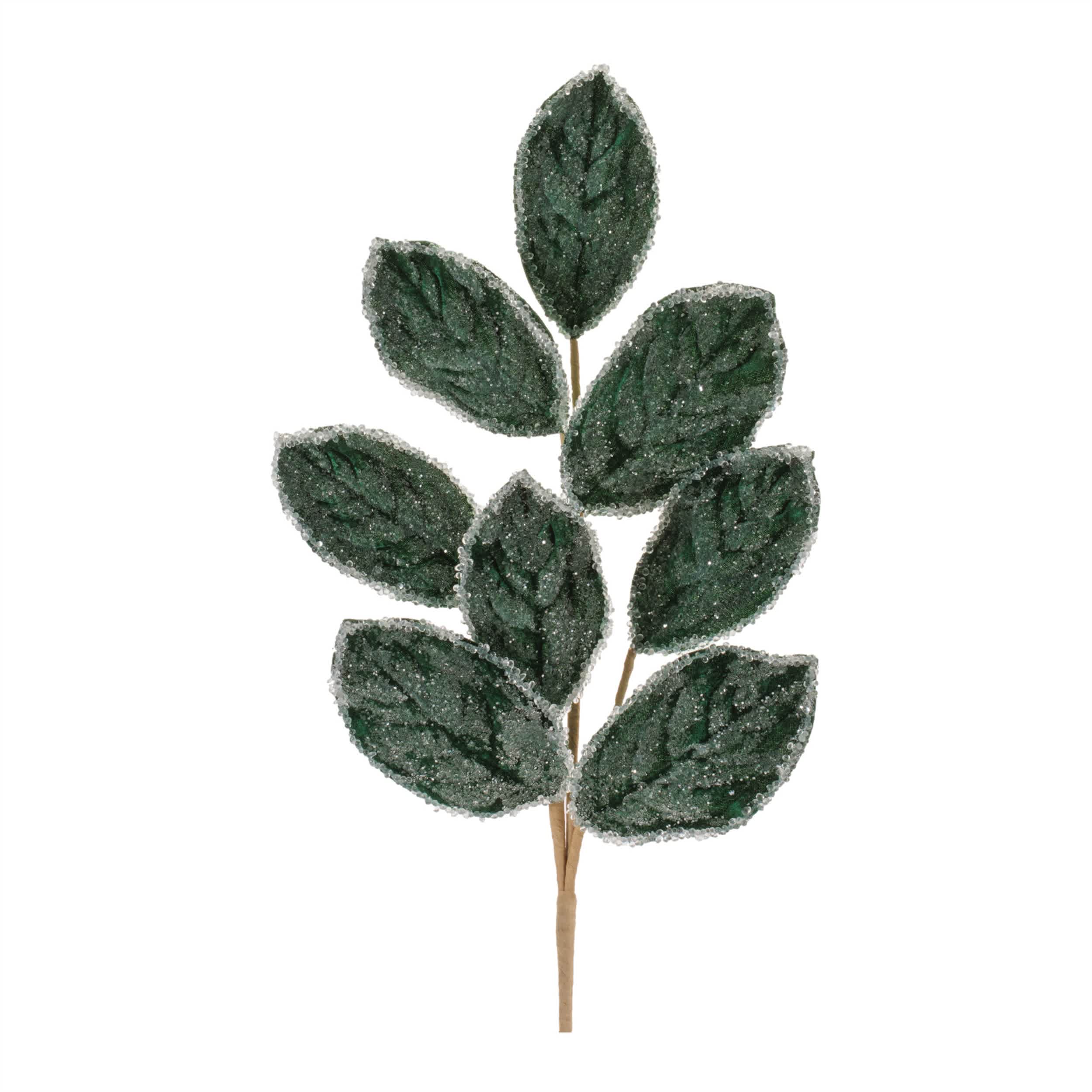 Melrose International Beaded Magnolia Leaf Spray (Set of 4)