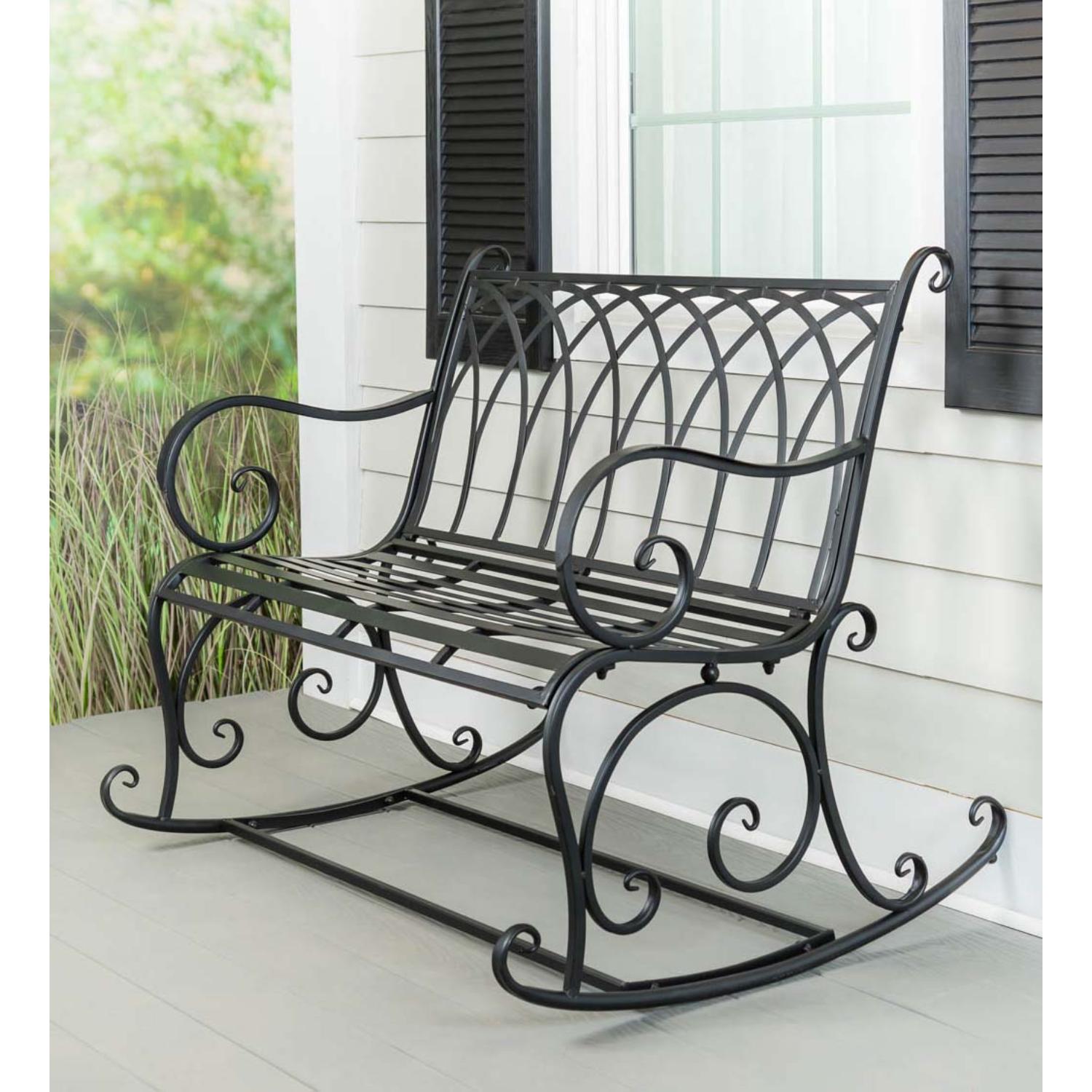 Evergreen 8MB062 43.25-Inches W x 36.5-Inches H Black Steel Garden Bench