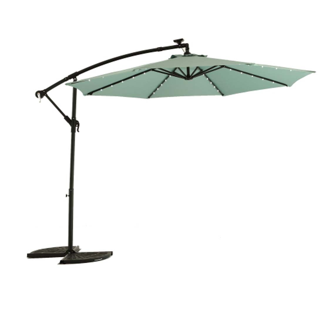 Damerin PUQ6130 9.67-Feet Steel Green Market Patio Umbrella with Lights and with Base
