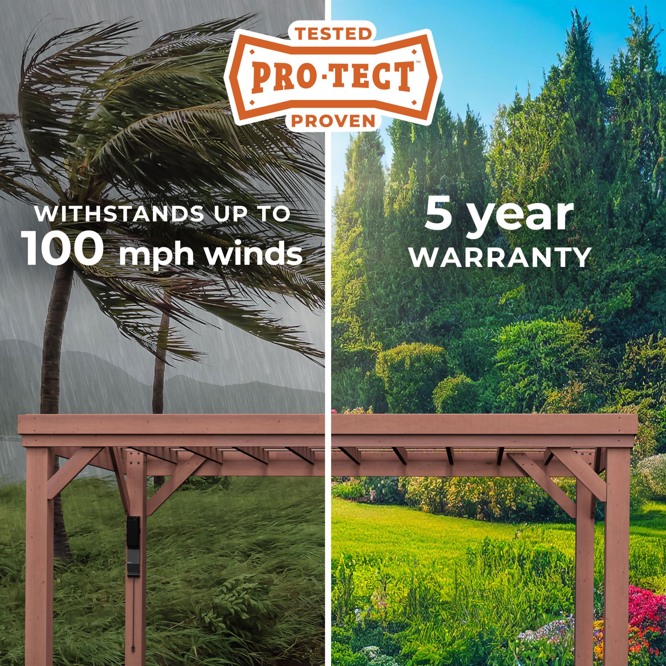Brockton 14' x 10' Cedar Wood Pergola with PowerPort