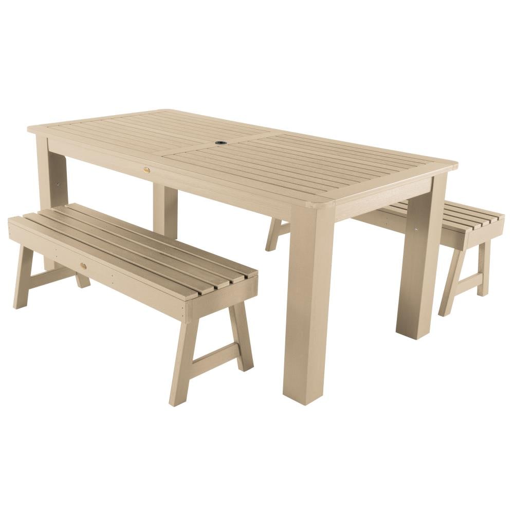 highwood AD-KITDTB3702-TAU Weatherly Collection 3-Piece Brown Patio Dining Set