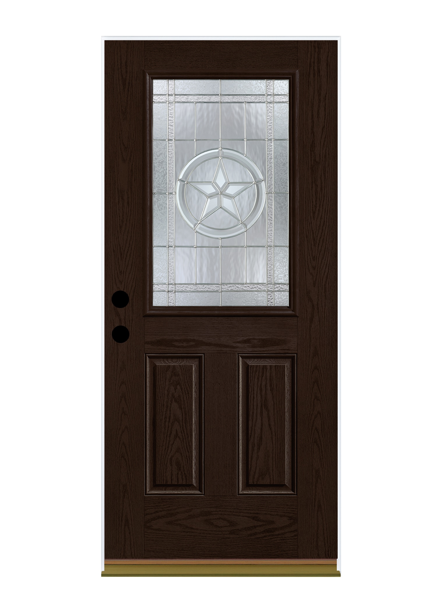 Therma-Tru Benchmark Doors Star 36-in x 80-in Fiberglass Half Lite Right-Hand Inswing Dark Elm Stained Prehung Single Front Door Insulating Core -  TTB639463SOS