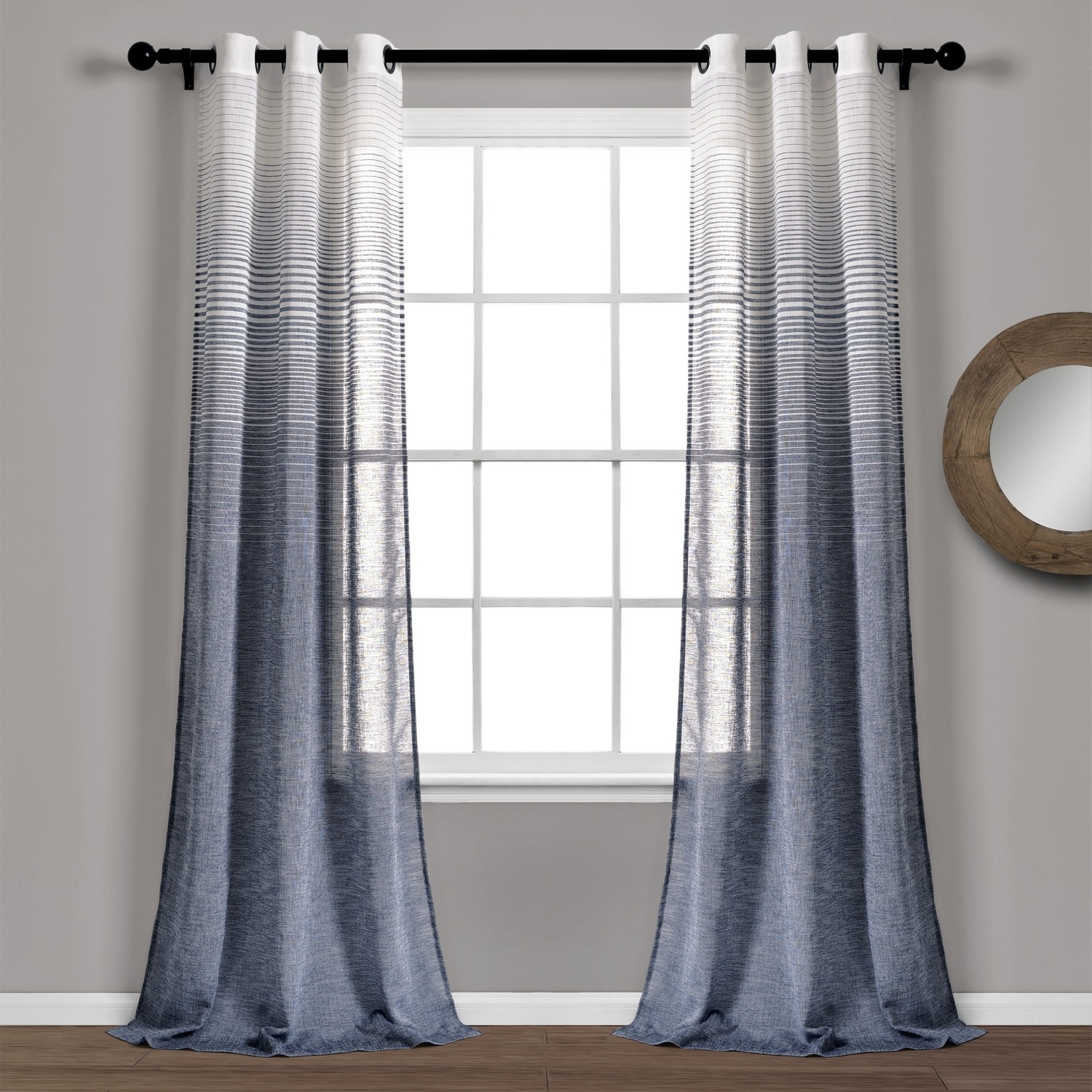Lush Decor 16T004775 84-in Navy Sheer Grommet Curtain panel pair