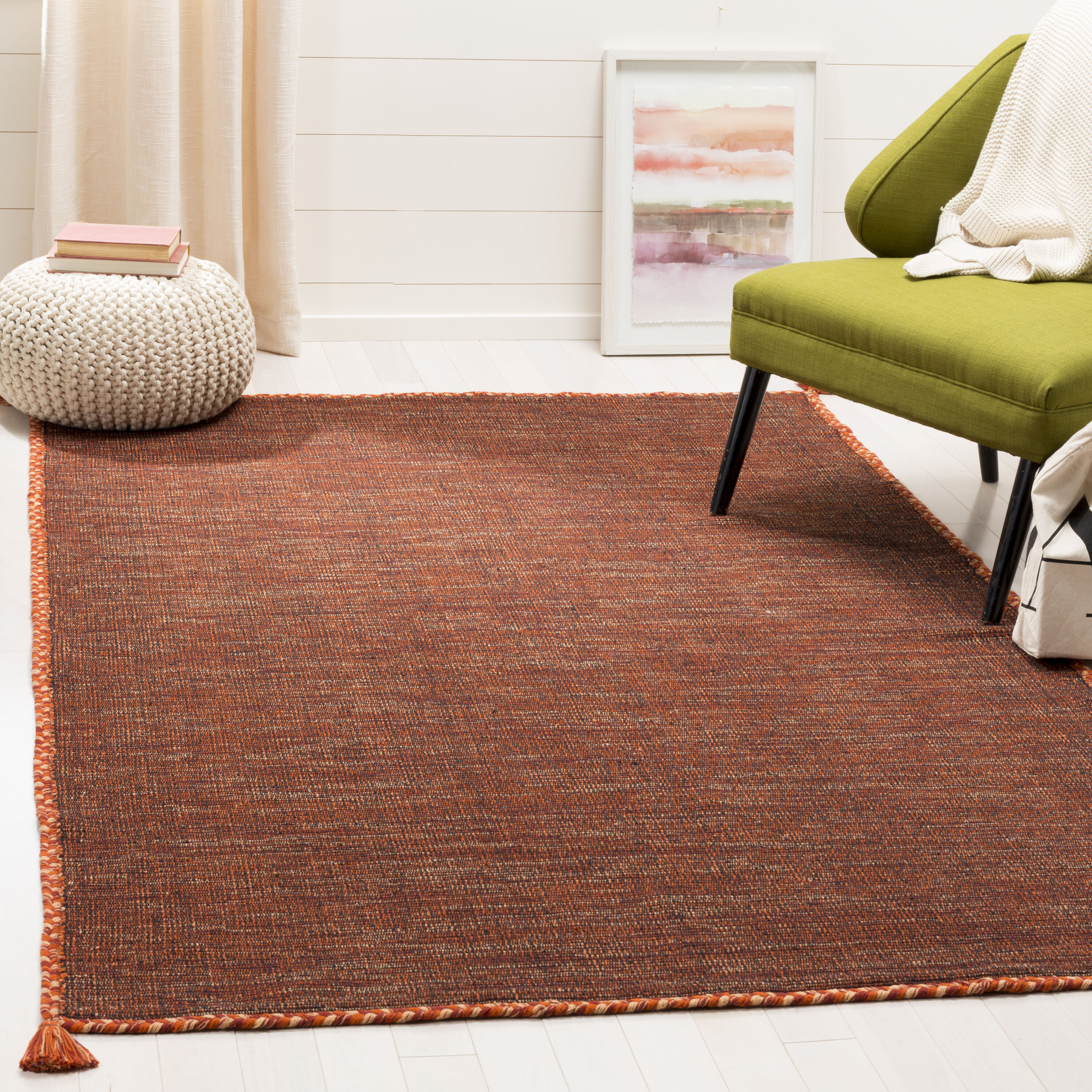  Montauk 150 Orange/Black Solid / Tonal 4ft x 6ft Small Rectangle Rug