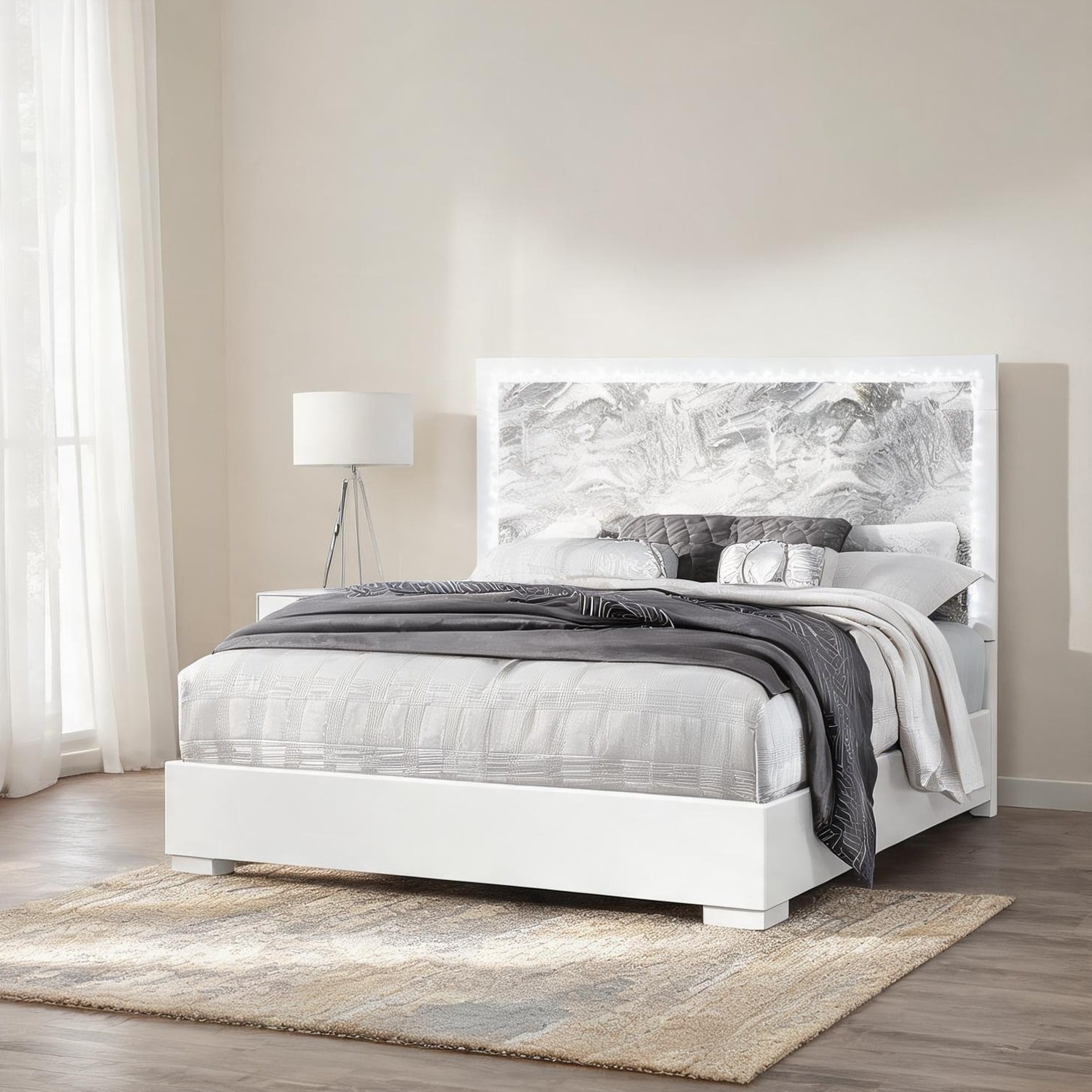 Naturefalls Beds and Frames And - Wood King Panel Bed with Faux Marble ...