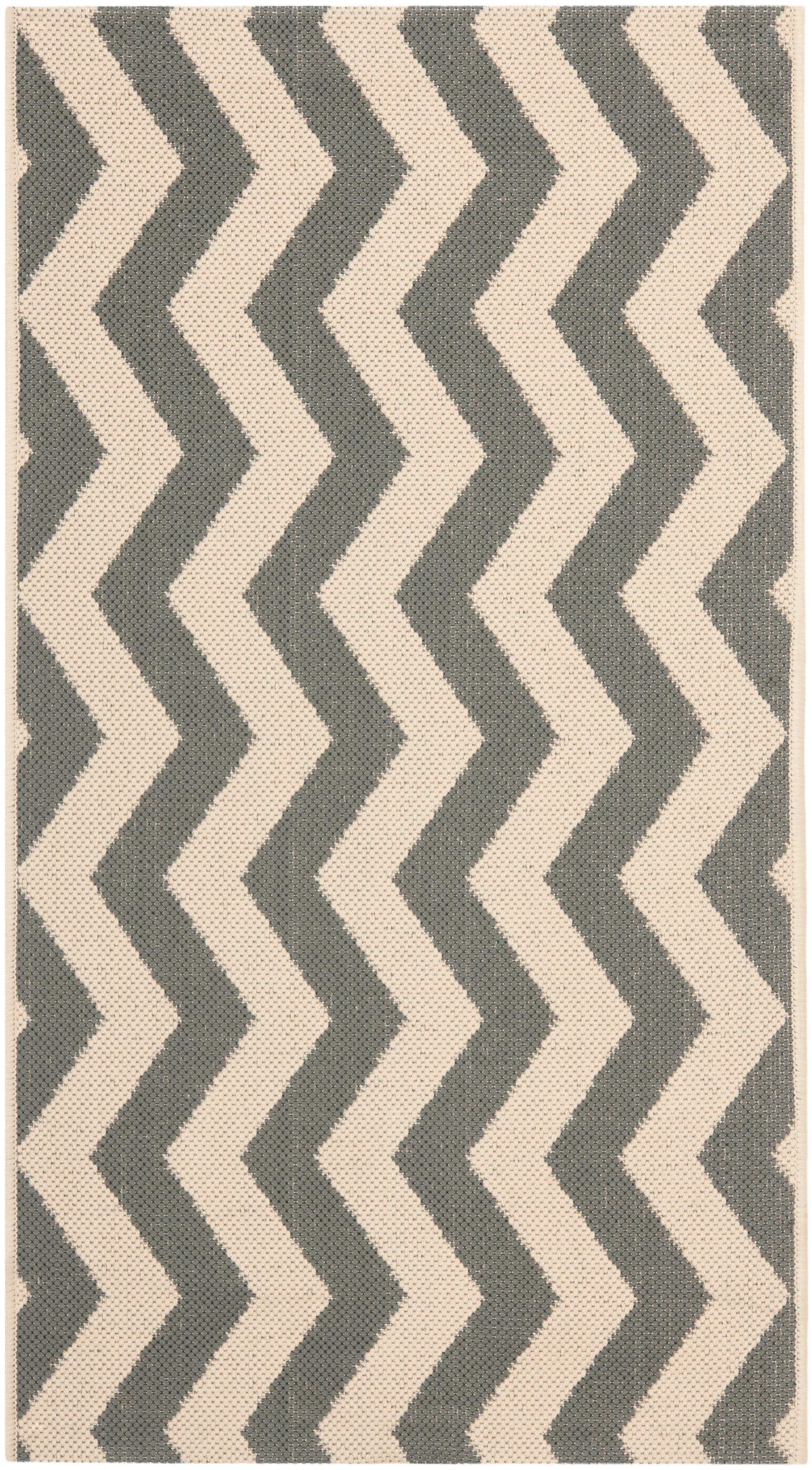 Safavieh CY6245-246-3 Courtyard Kula 3 x 5 (ft) Loomed Polypropylene Gray/Beige Rectangular Indoor/Outdoor Chevron Coastal Throw rug