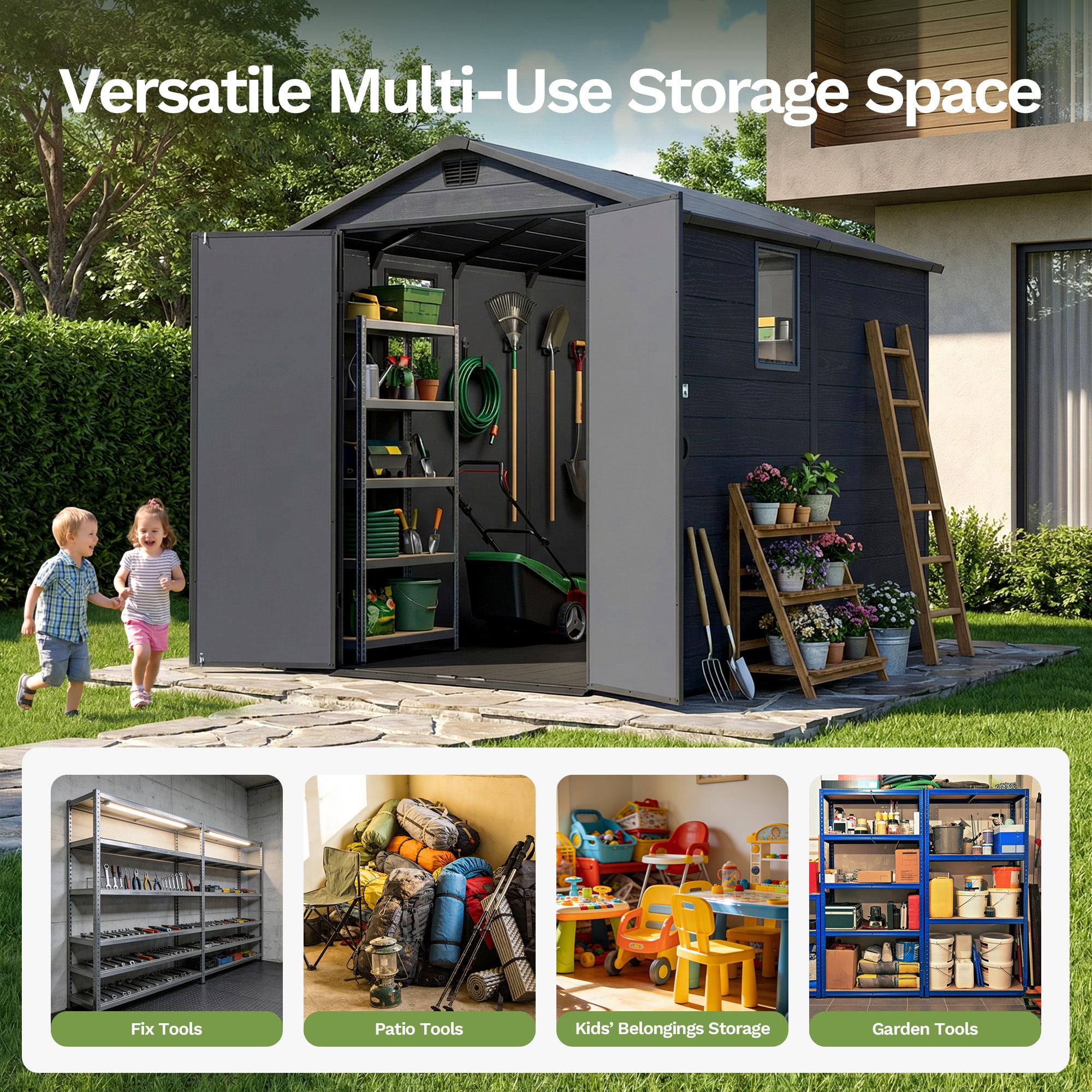 Patiowell WES-EN68-DGY Vinyl-Resin-Storage-Buildings - View #5