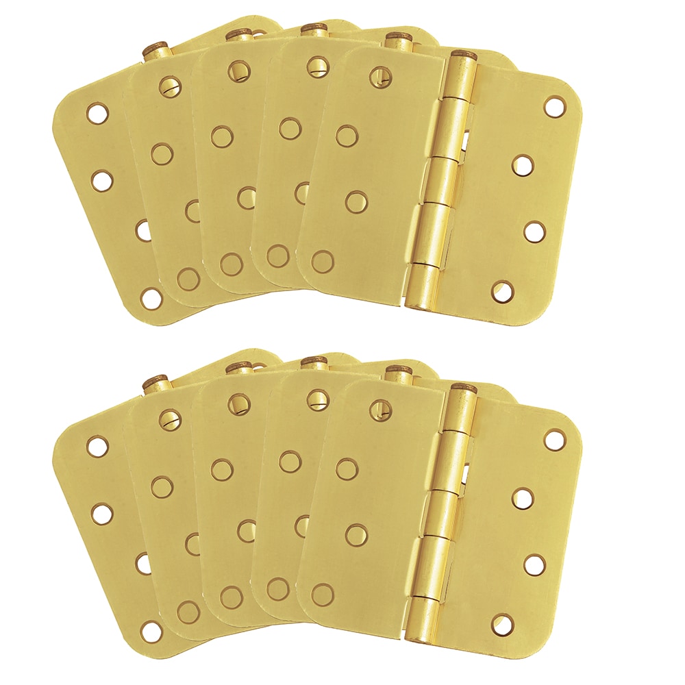 Design House 181586 4-in H x 5/8-in Radius Satin Brass Butterfly Interior/Exterior Door Hinge 10 -Pack