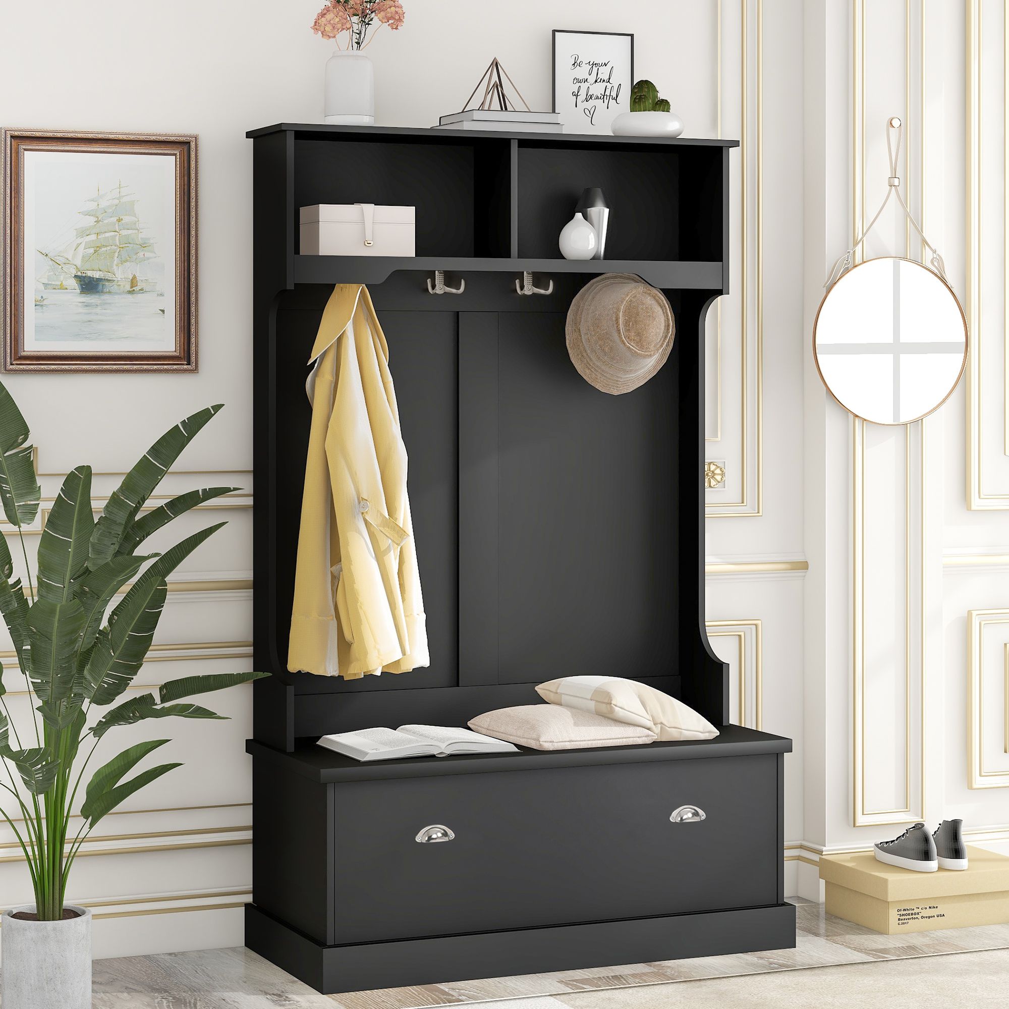 40.7'' Tall 1 - Door Accent Cabinet 3 Open Shelves and One Large