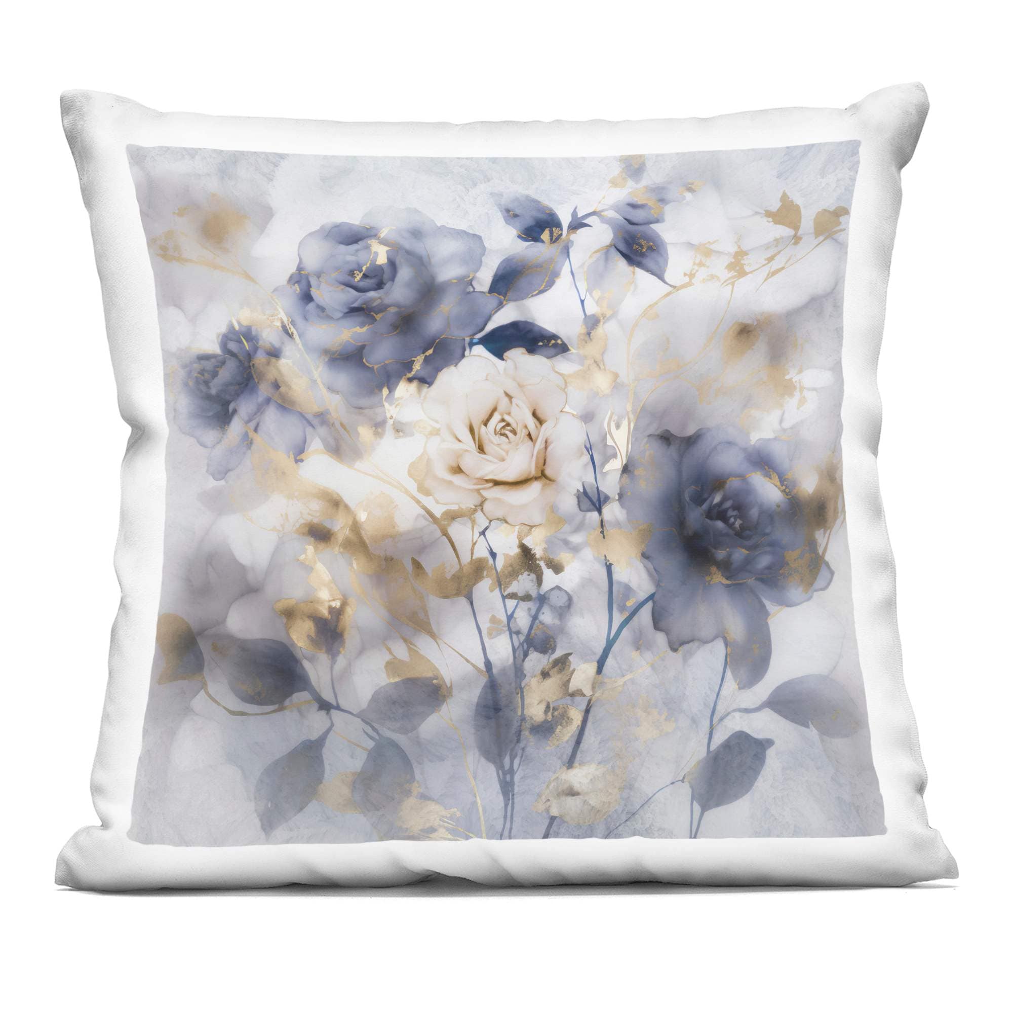 Stupell Industries PLP-242-SQW-18X18 Muted Roses with Glam Detail Decorative Printed Pillow Design by Irene Weisz