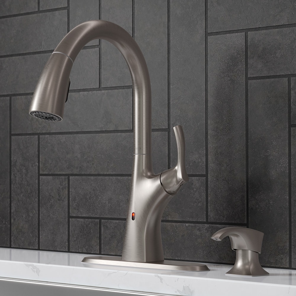 Pfister F-529-EMCGS Masey Spot Defense Stainless Steel Single Handle Deck-mount Touchless Kitchen Faucet with Sprayer ( Deck Plate Included ) (Soap Dispenser Included)