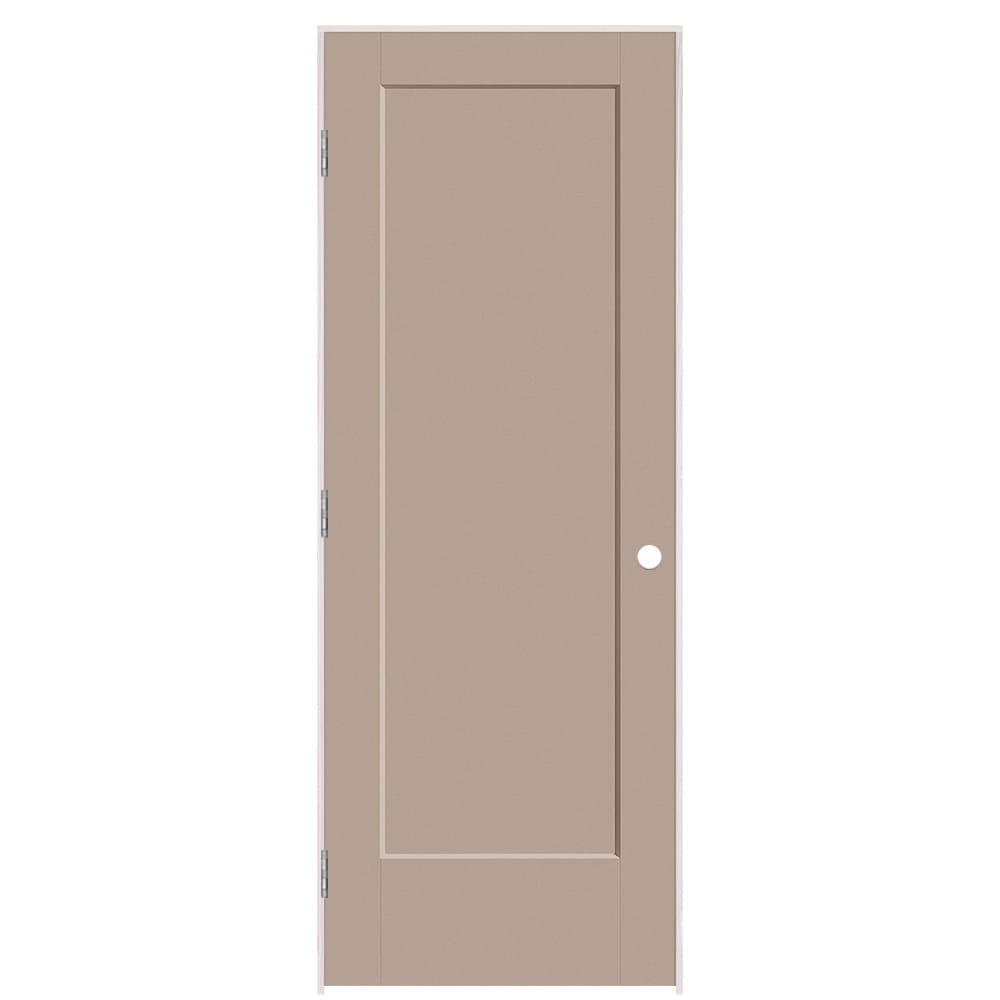 Masonite 895867 30-in x 80-in Sand Piper Solid core 1-panel Right hand Smooth Prefinished Molded composite Flat Jamb Single Prehung Interior Door
