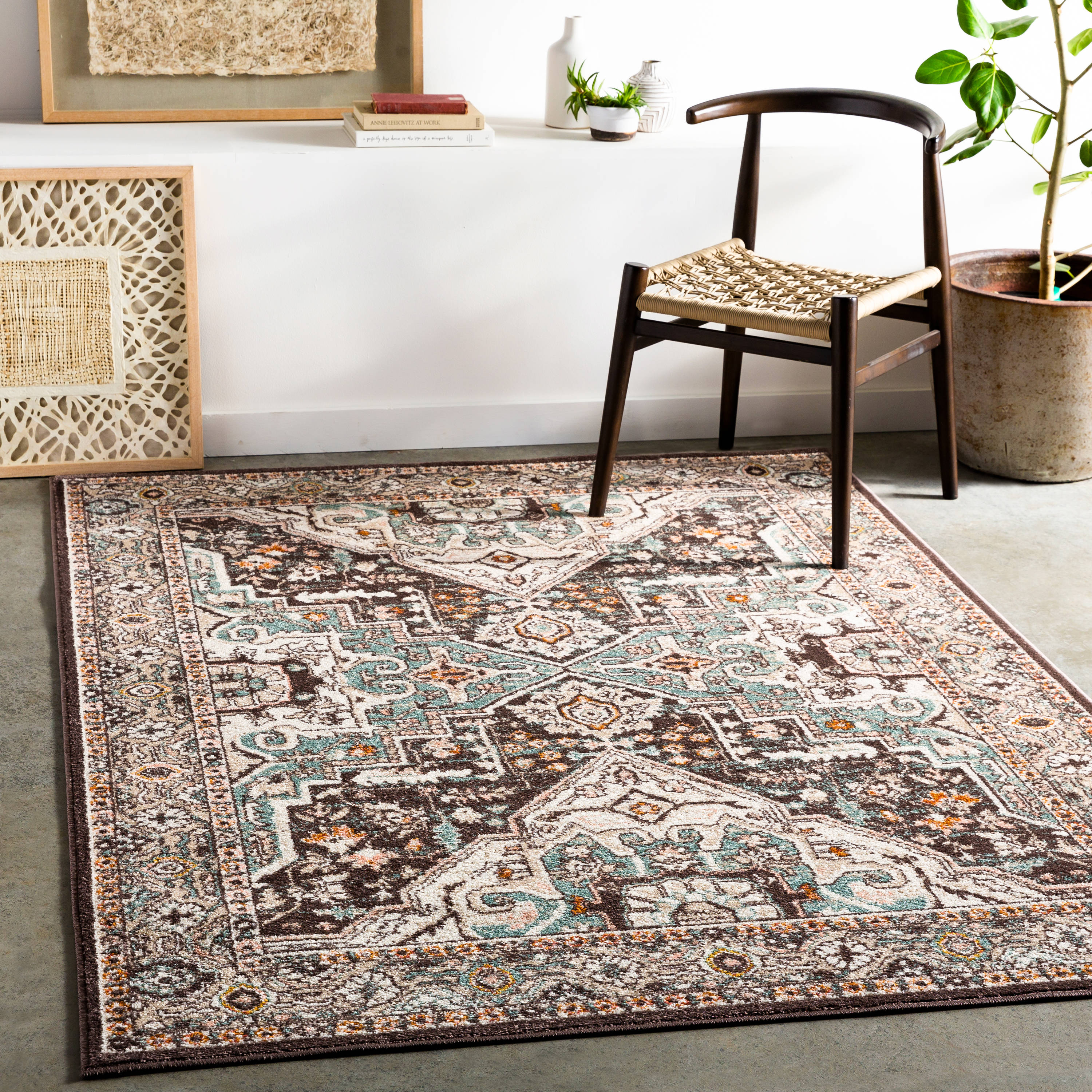 Surya AKR2328-710103 Ankara 8 X 10 (ft) Charcoal Indoor Medallion Global Area Rug