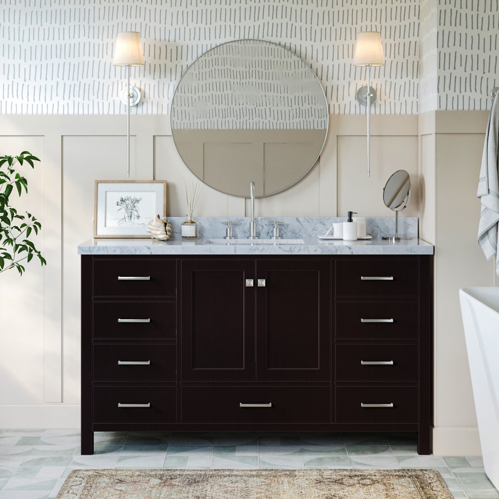 ARIEL A061S-BC-ESP Cambridge 60-in Espresso Bathroom Vanity Base Cabinet without Top