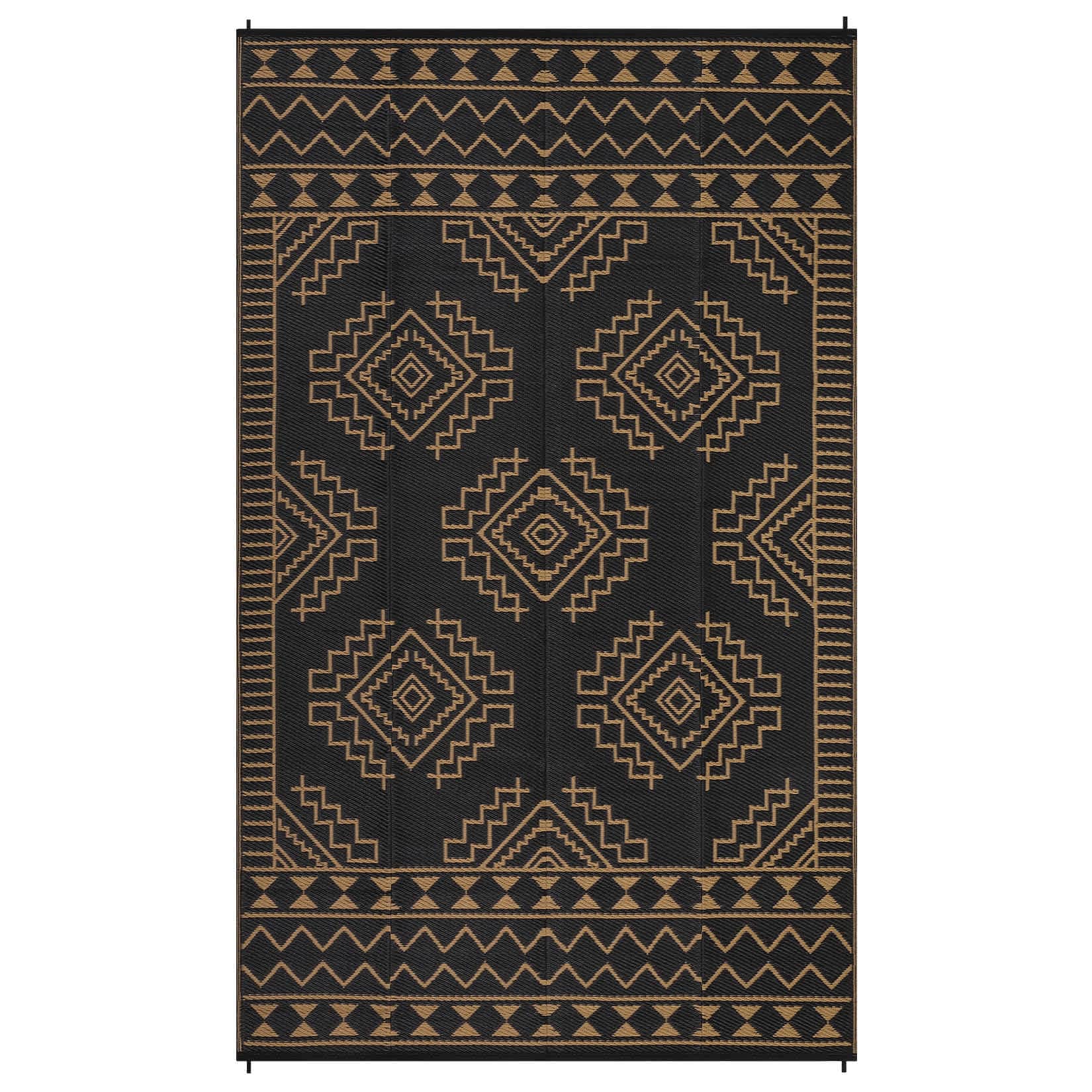 Qeetex LSN-PPG-33EKD8GJ 8 x 10 ft Plastic Black and Brown Rectangular Beach Front Porches Patio Picnic RV Camping Garage Outdoor Bohemia Area Rug