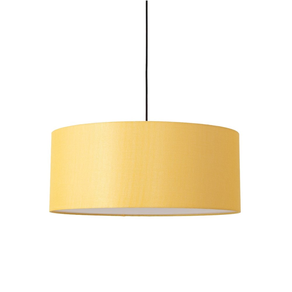 NOVA of California Stretch Pendant - Weathered Brass Mustard Linen Shade Dimmable Bulb Included