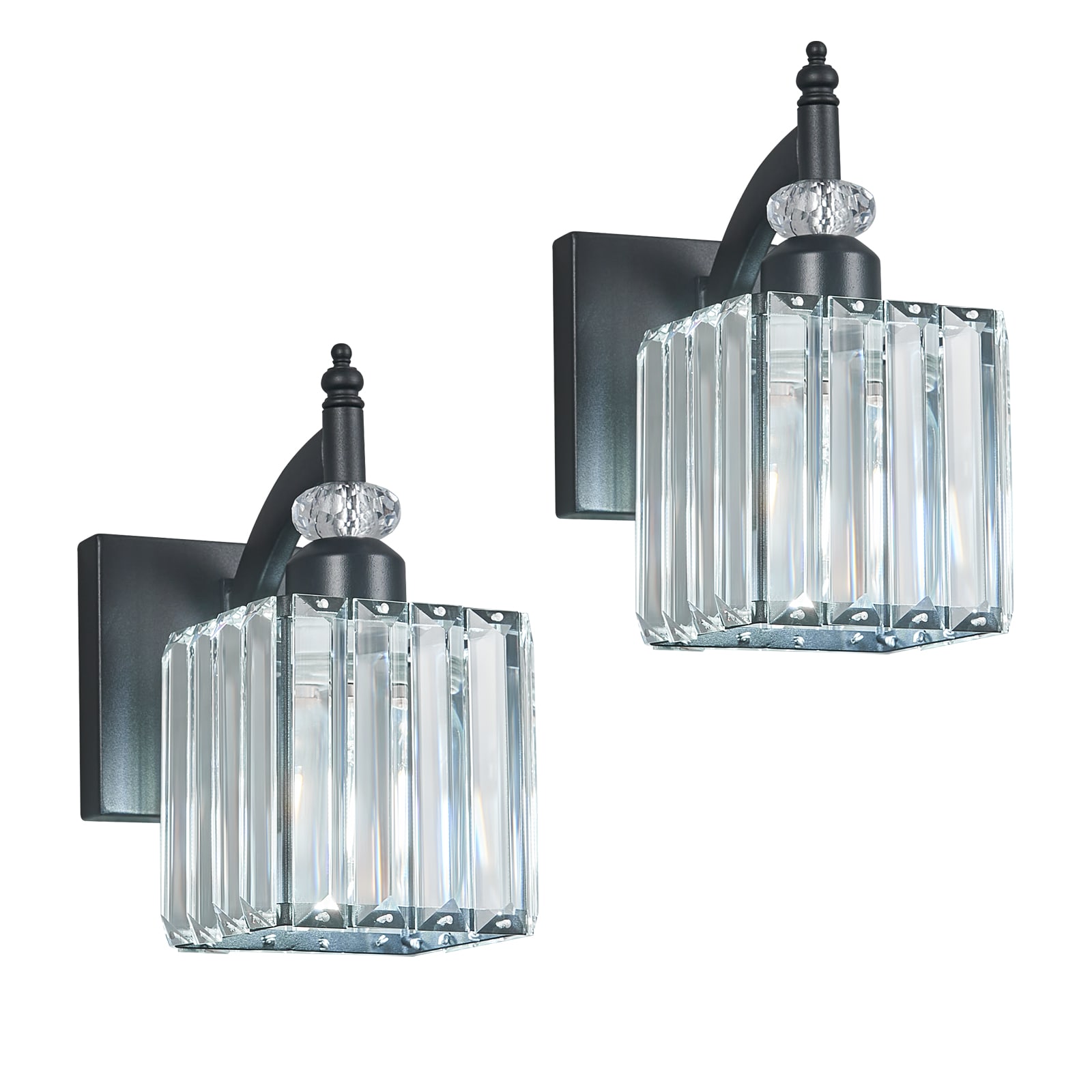 ZHLLMQ - Sconce 4.72in 1-Light 2 Pack Sand Black Non-Integrated LED Modern Vertical Crystal Indoo...