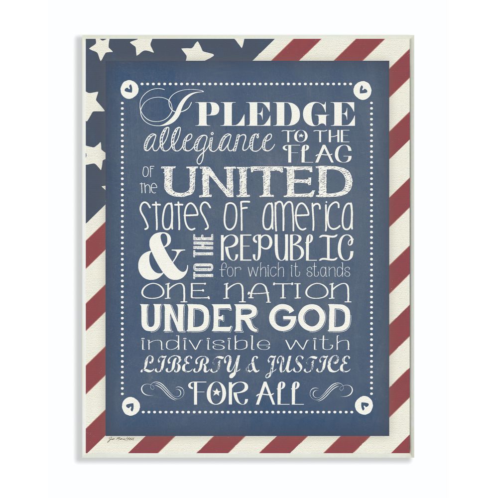 in American x 15-in Artist Of 11-in Allegiance Pledge Flag department Wall Industries Art Print the with at Stupell Background W H