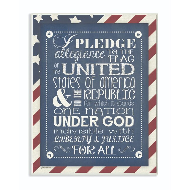 Stupell Industries Pledge Of Allegiance with American Flag Background  Artist 15-in H x 11-in W Print in the Wall Art department at