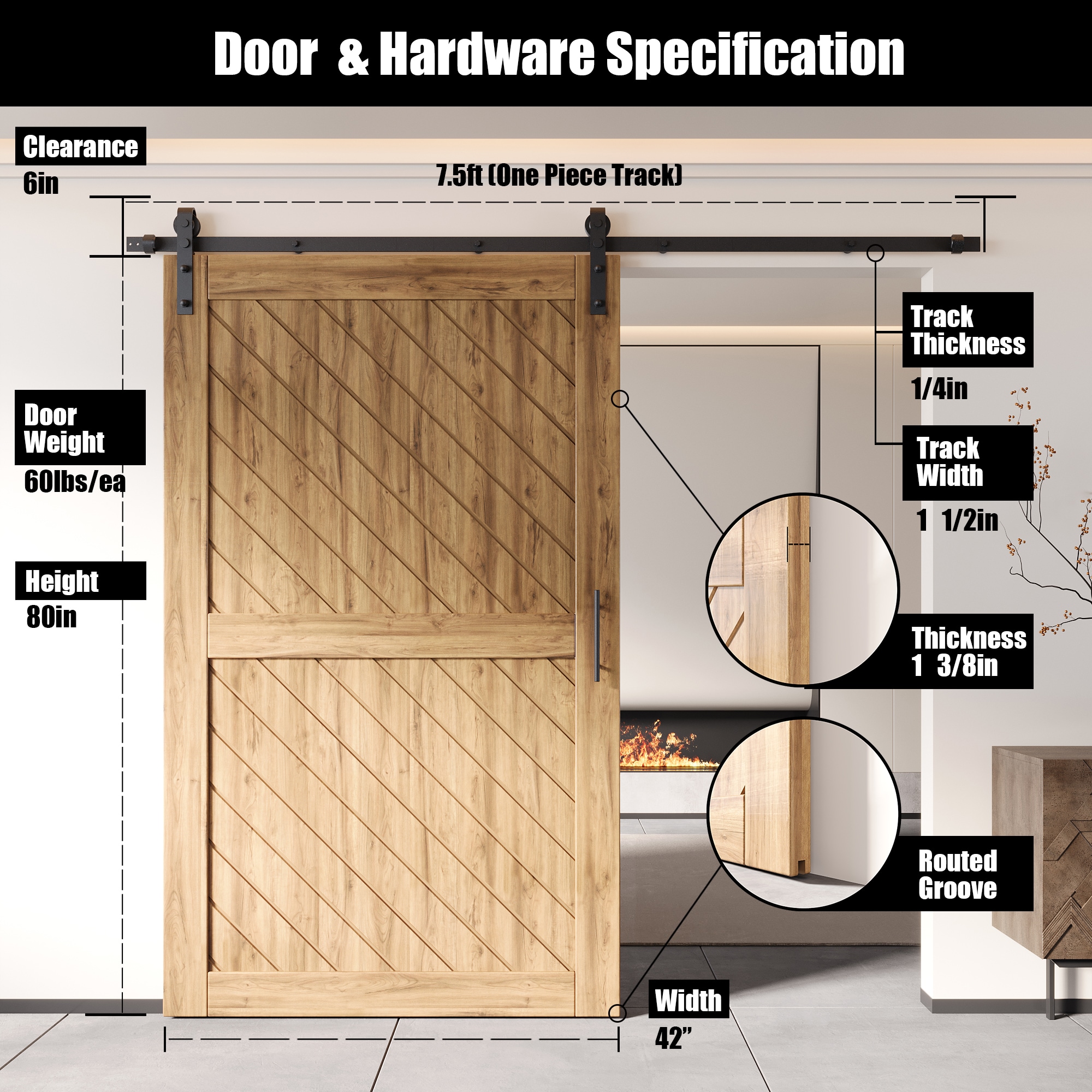 HOMACER YT1TGH090C-XT2-4280 Barn-Doors - View #2