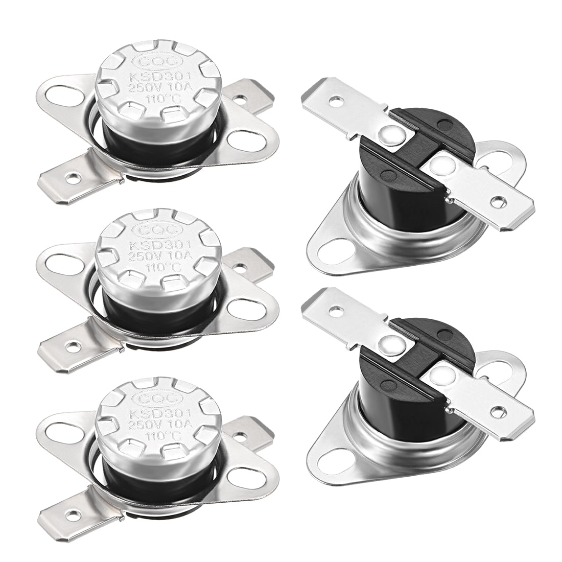 Unique Bargains KSD301 Thermostat 110 Degrees Celsius/230 Degrees Fahrenheit 10A Normally Closed Adjust Snap Disc Temperature Switch for Microwave Oven Coffee Makers 5pcs Bakelite Material #S26021100UX6166