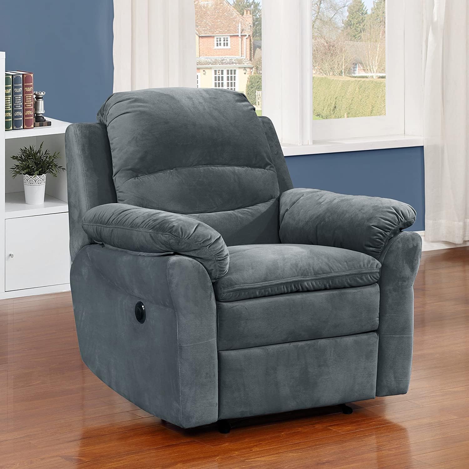 Tatayosi RY-340217 Felix Collection Contemporary Style Fabric Upholstered Living Room Electric Recliner Power Chair Dark Grey