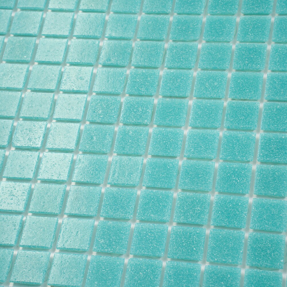 Neon Aqua Green 12" x 12" Iridescent Glass Mosaic Tile