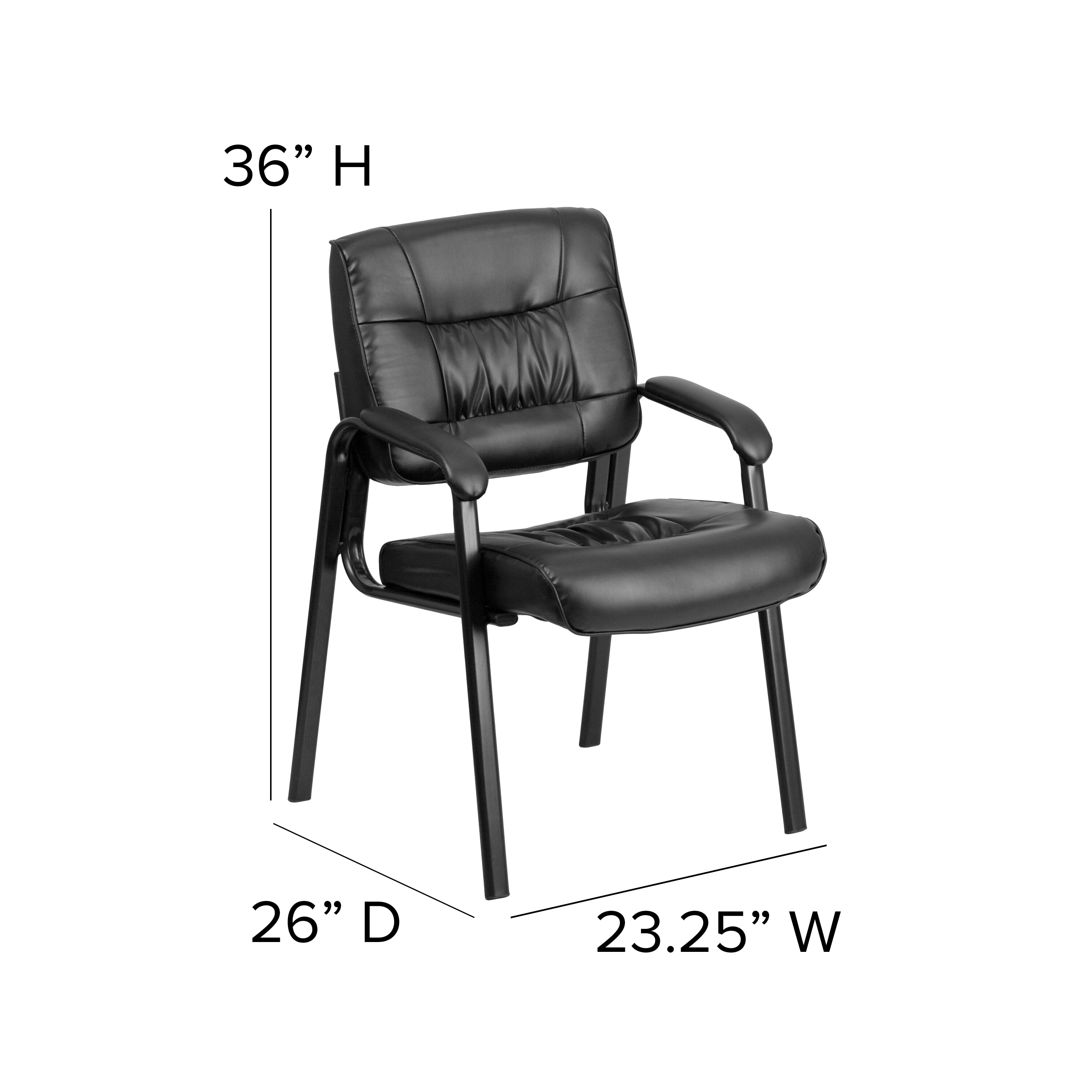 Black Leather Executive Side Chair with Titanium Frame