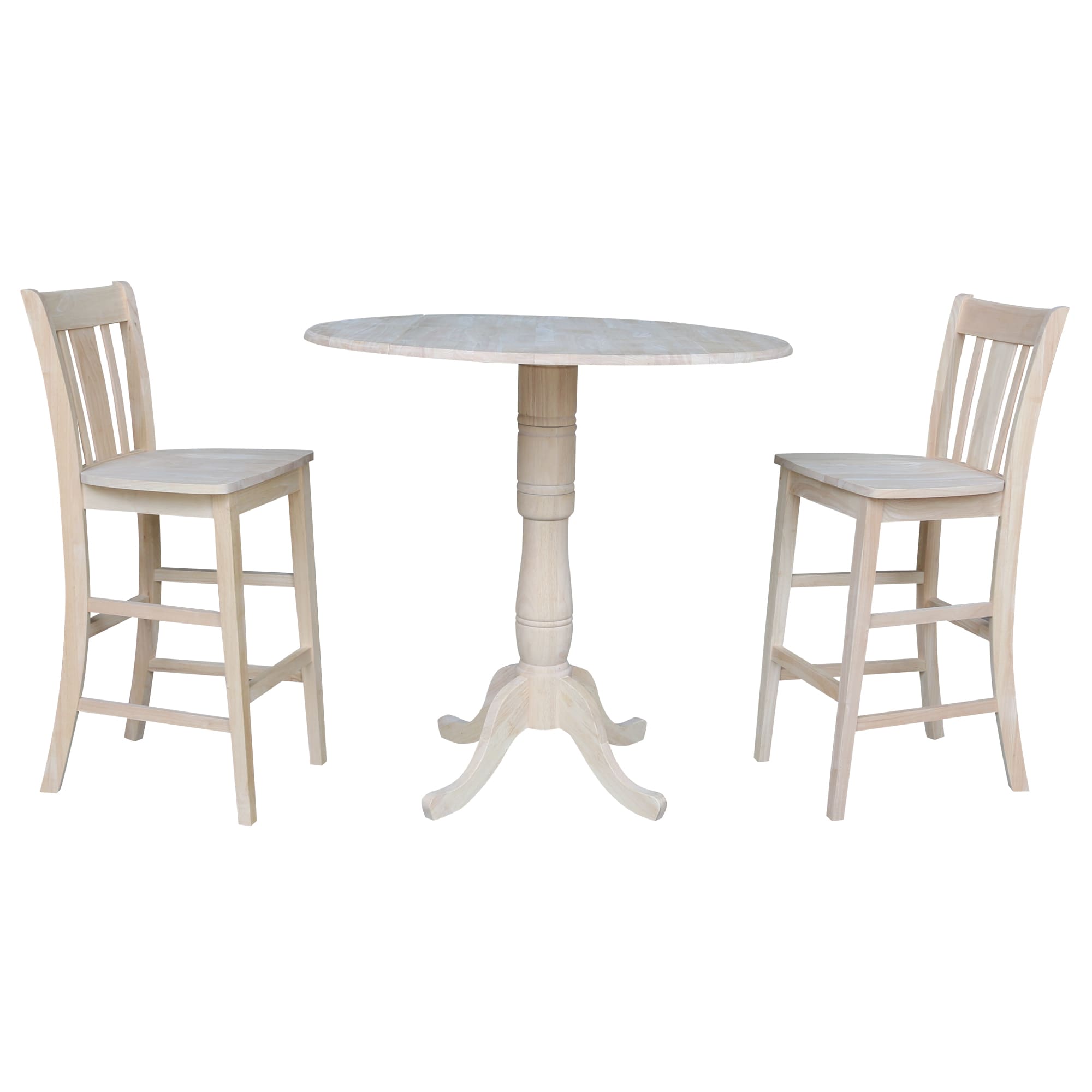 International Concepts K-42DPT-S103-2 Unfinished Casual Dining Room Set with Round Table ( Seats 4 )