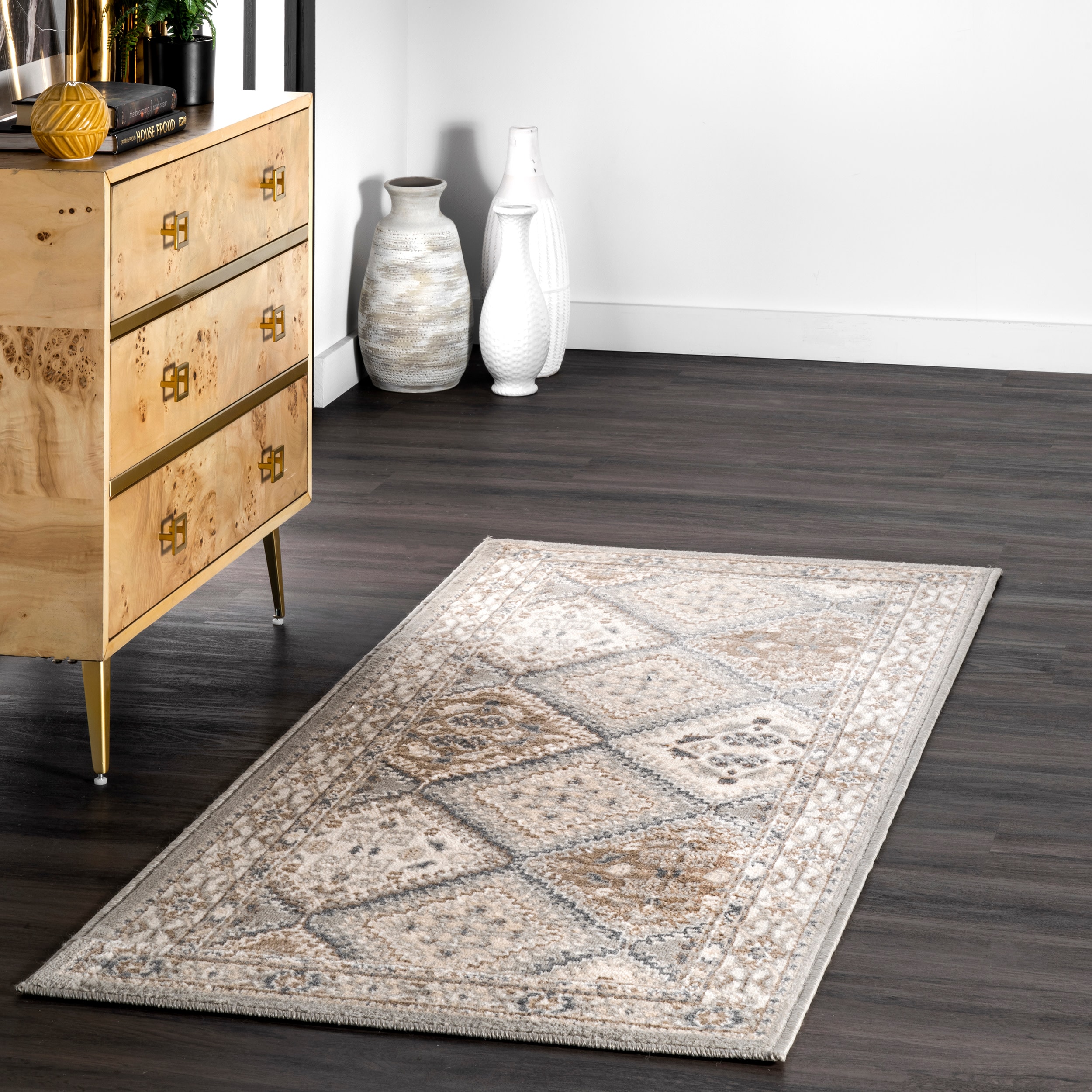 Gray Synthetic Reversible Stain-Resistant Runner Rug 2'6" x 6'